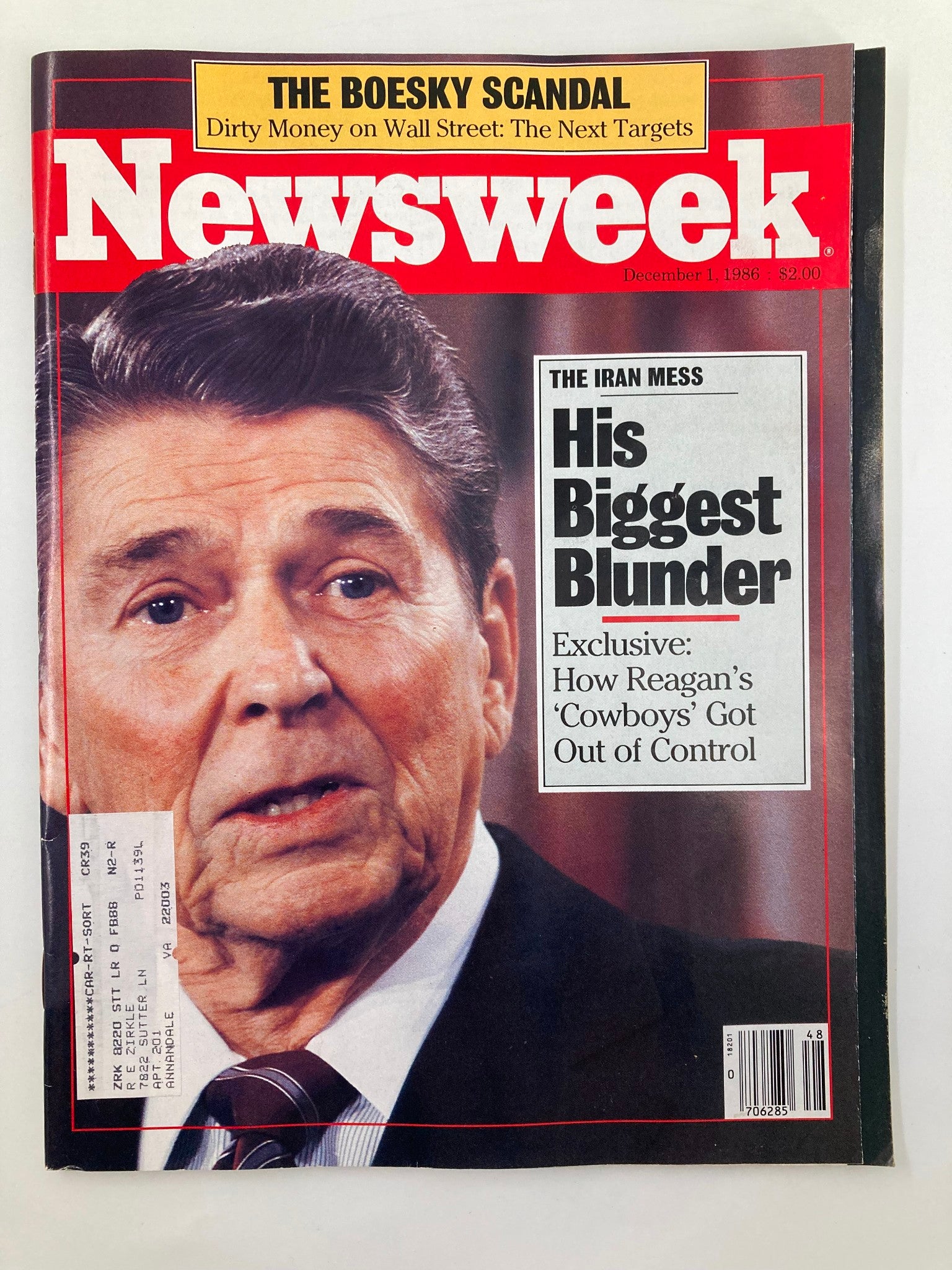 VTG Newsweek Magazine December 1 1986 Ronald Reagan His Biggest Blunder