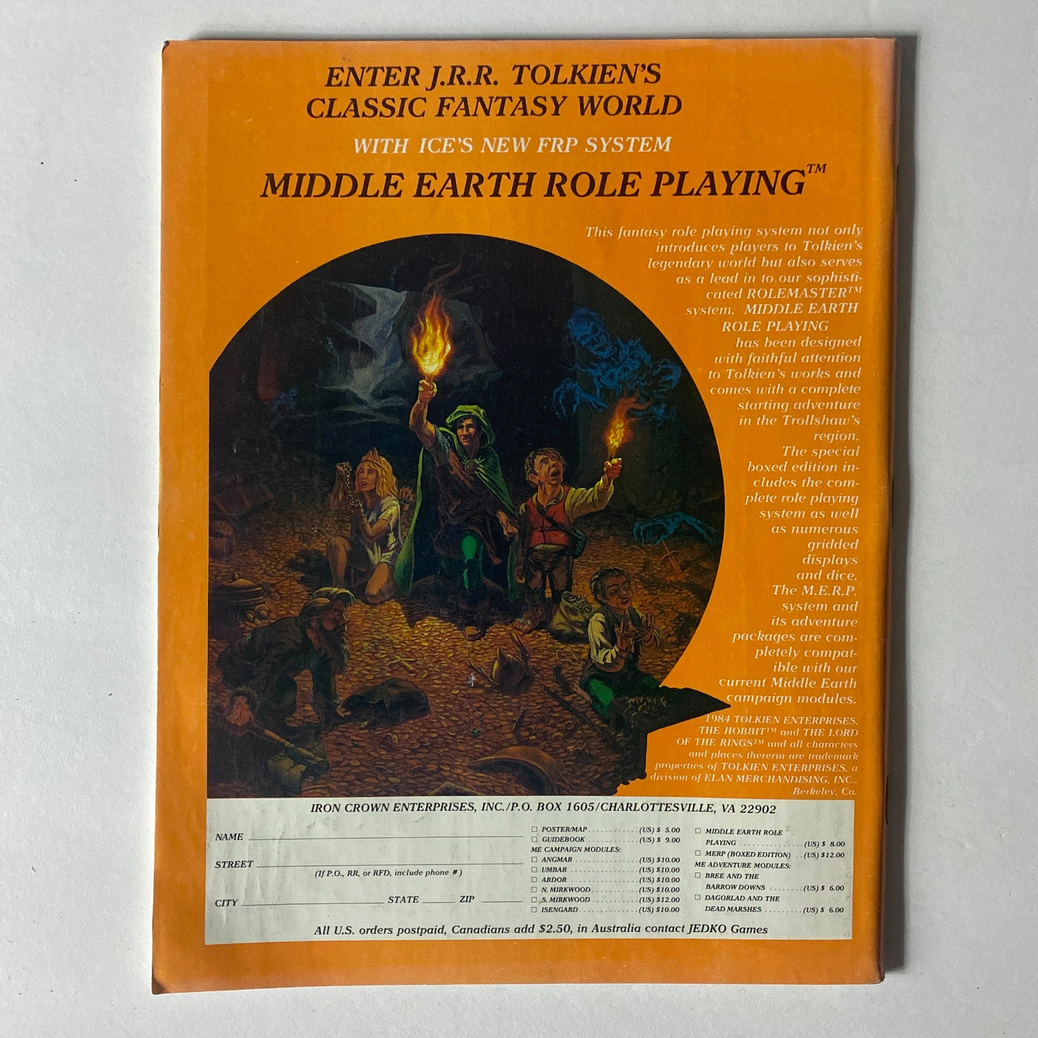 Cover of the VTG Dragon Magazine April 1984 #84 featuring the ARES Section, showcasing an illustration from J.R.R. Tolkien's Middle Earth role-playing game, emphasizing fantasy elements and role-playing culture.