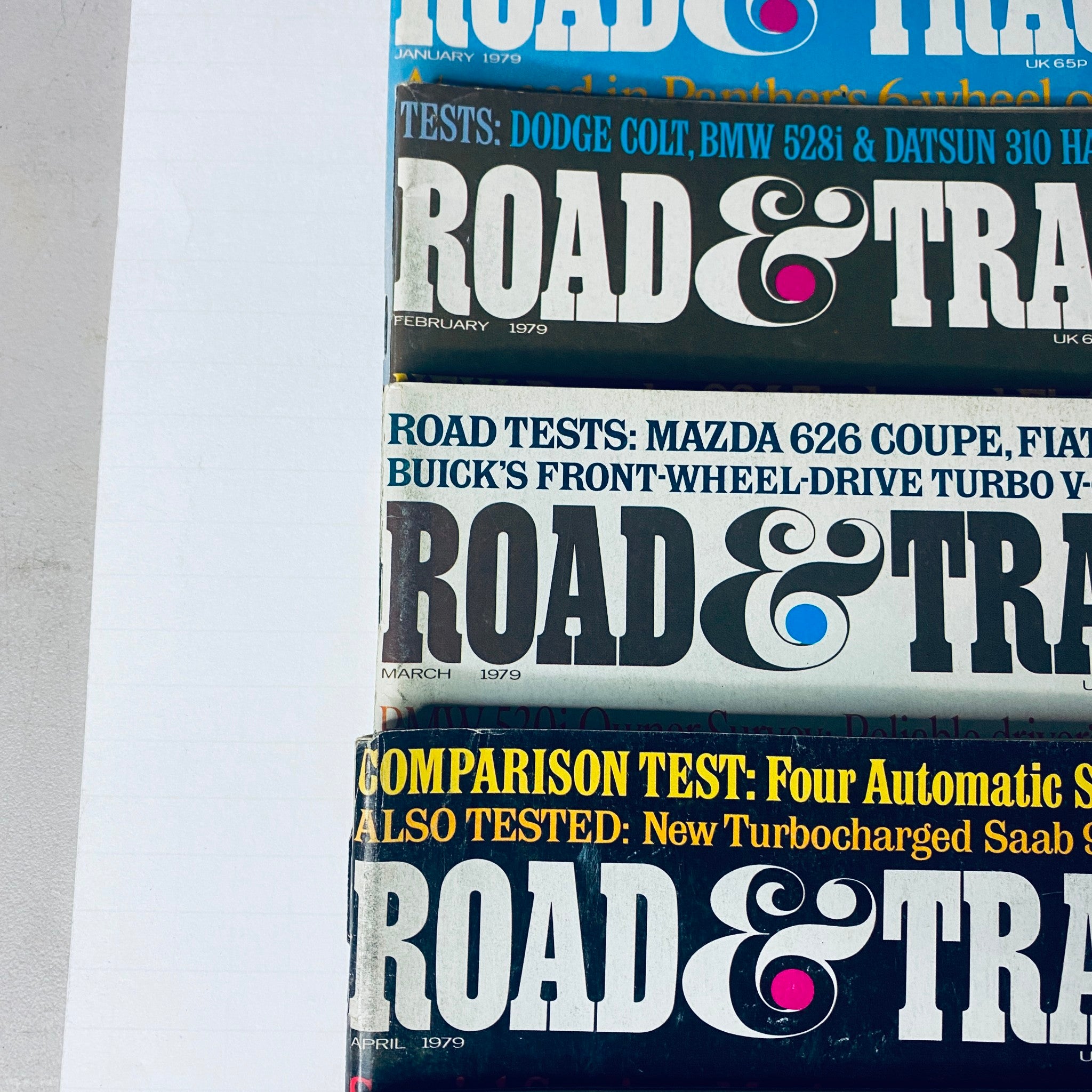 Cover of Road and Track Magazine January 1979, featuring automotive tests and reviews from a pivotal year in car culture.