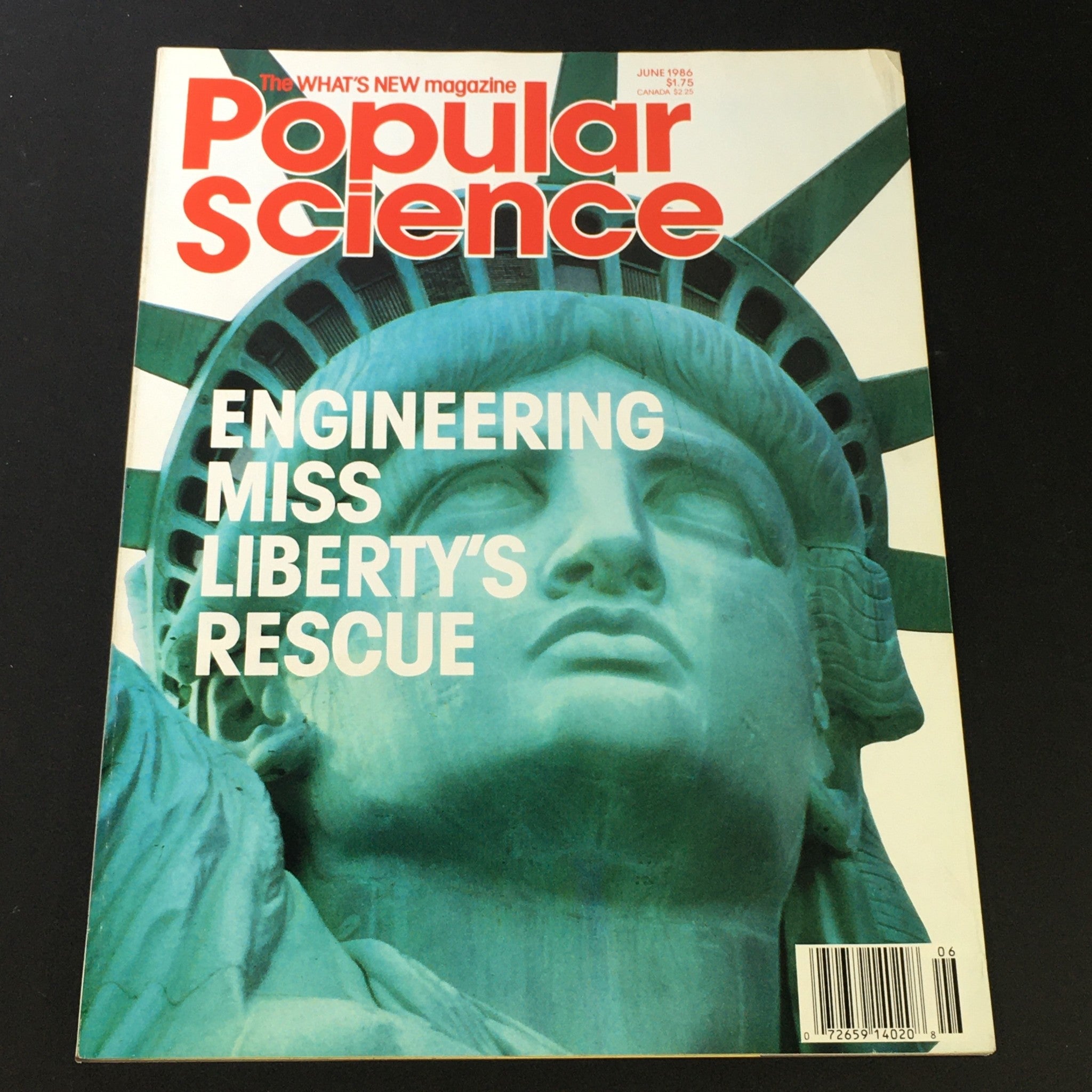 June 1986 issue of Popular Science magazine featuring the cover story 'Engineering Miss Liberty's Rescue,' showcasing a close-up image of the Statue of Liberty.