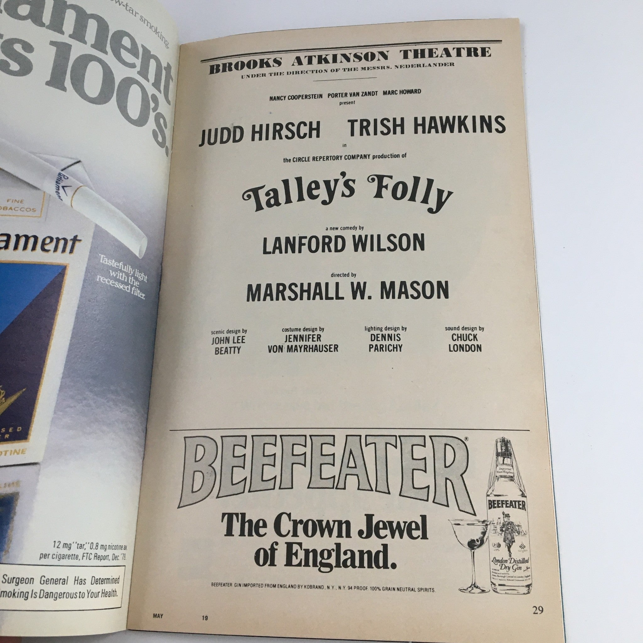 1980 Playbill Brooks Atkinson Theatre Presents Talley's Folly by Marshal W Mason