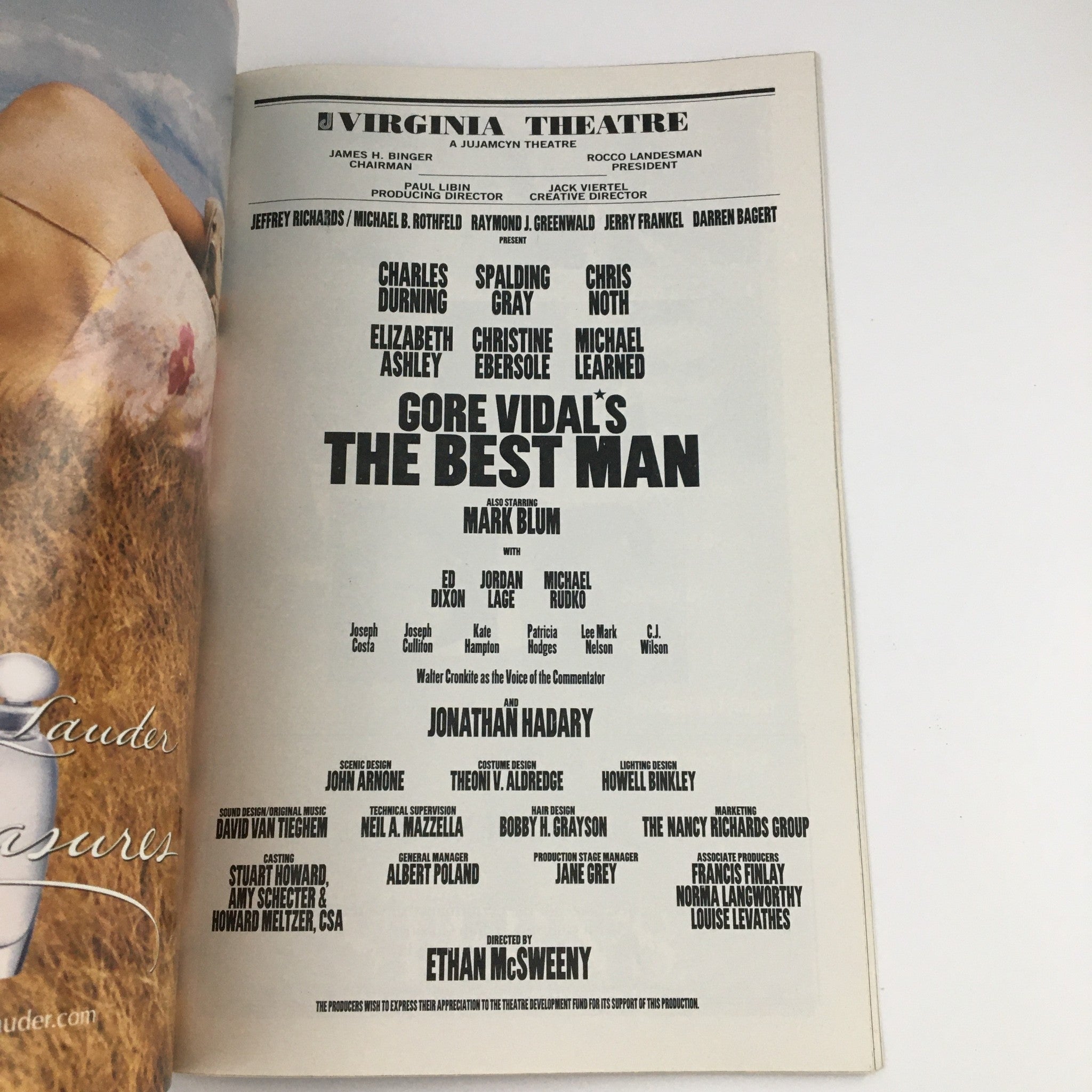 2000 Playbill Virginia Theatre Present Gore Vidal's The Best Man by E McSweeny