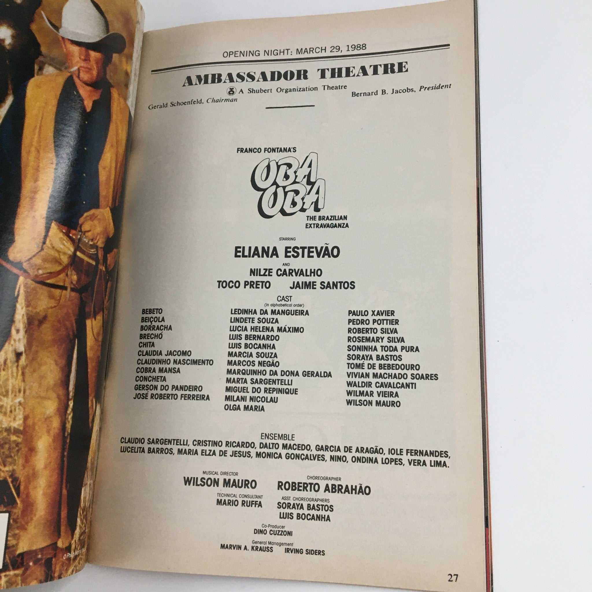 1988 Playbill Ambassador Theatre Present Franco Fontana's Oba Oba Extravaganza