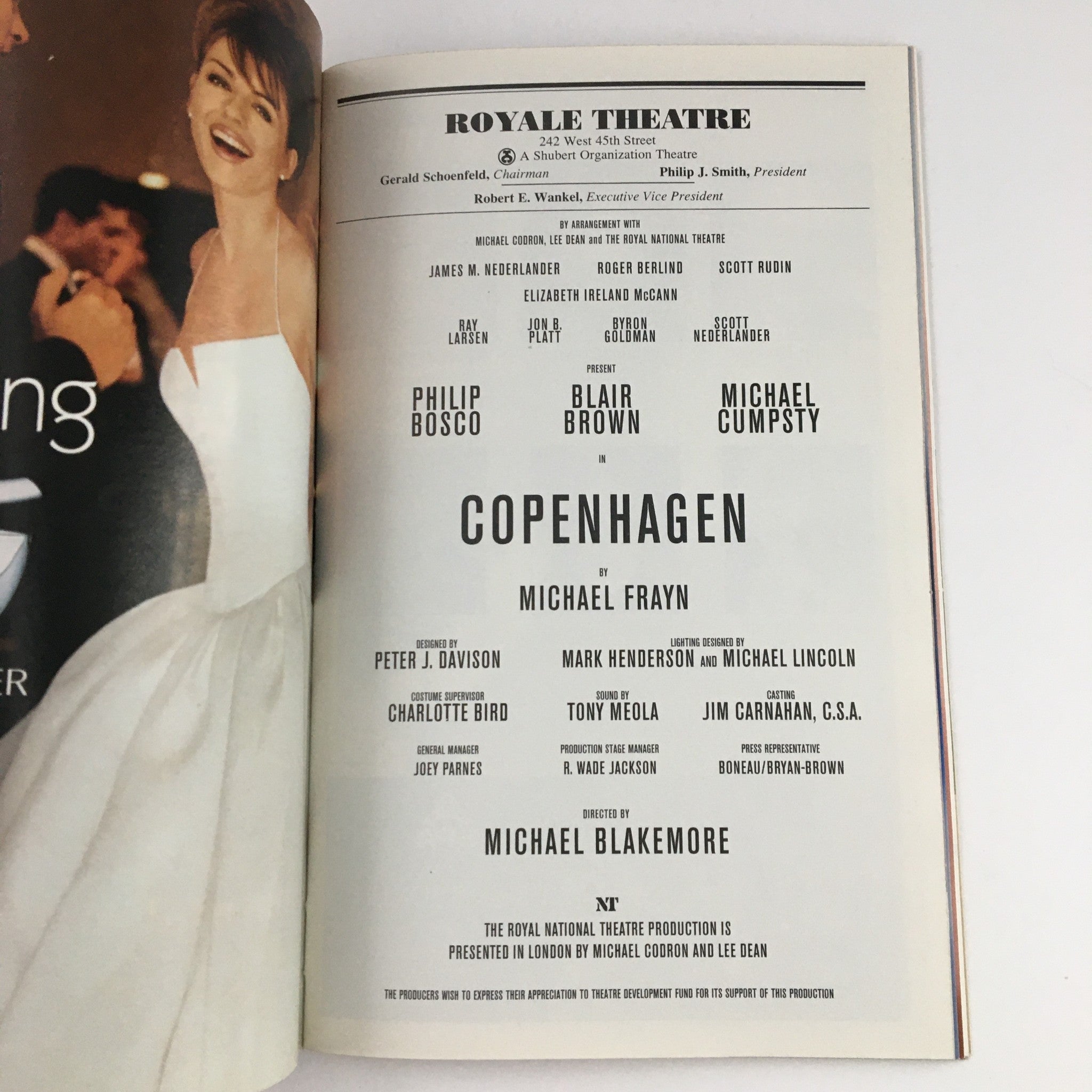 2000 Playbill Royale Theatre Present Blair Brown in Copenhagen by Michael Frayn