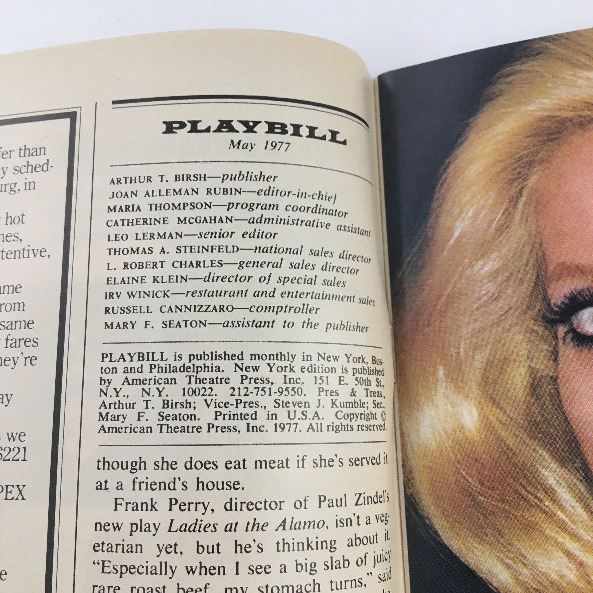 1977 Playbill Imperial Theatre Presents Liv Ullman in Anna Christie