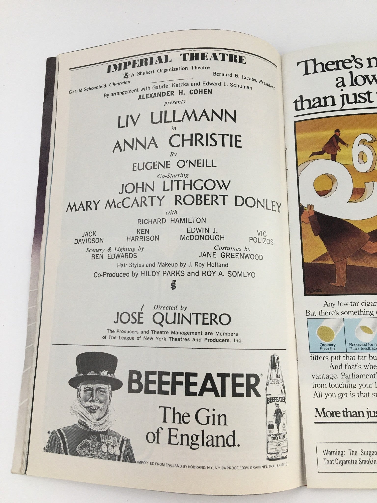 1977 Playbill Imperial Theatre Presents Liv Ullman in Anna Christie