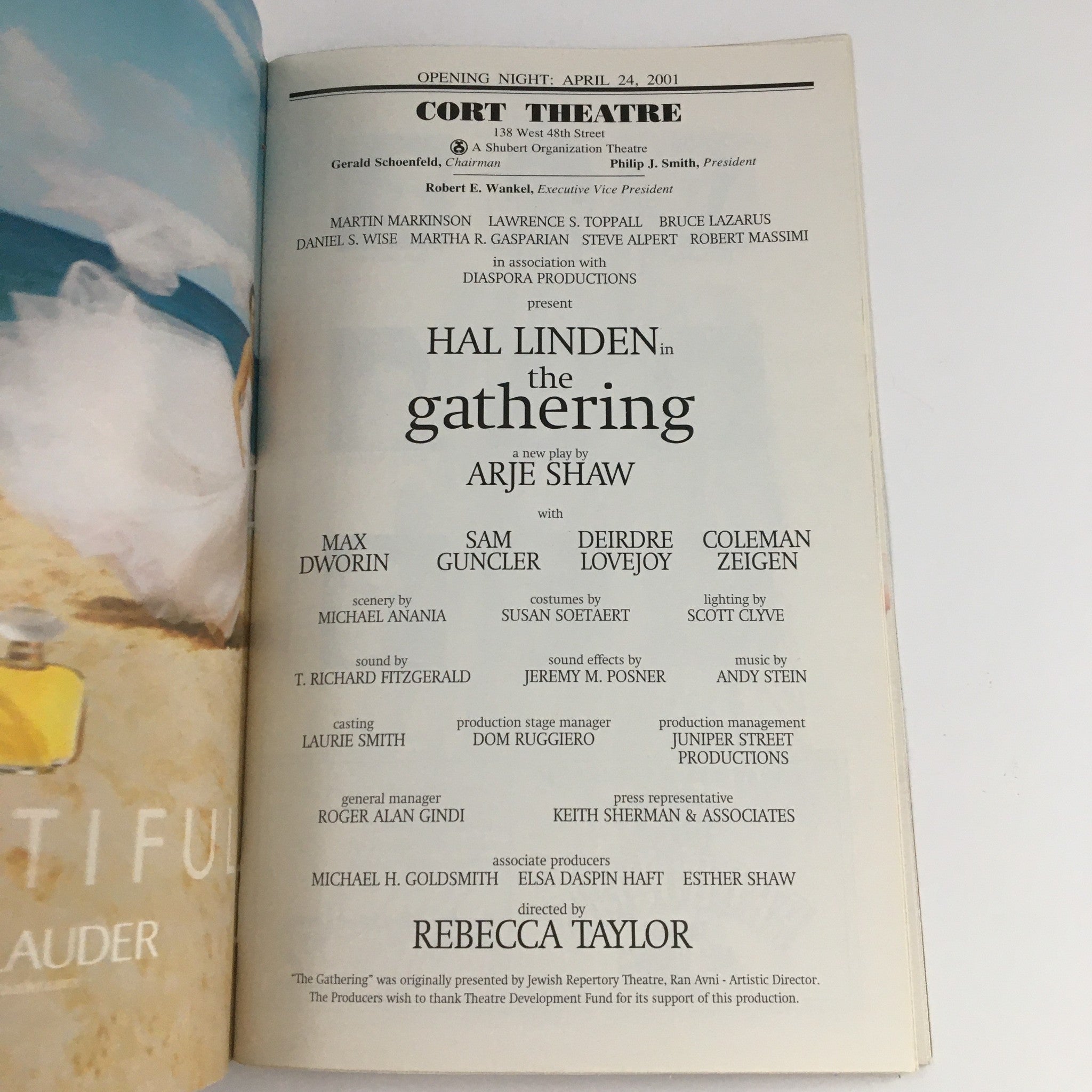 2001 Playbill Cort Theatre Present Hal Linden in The Gathering by Arje Shaw