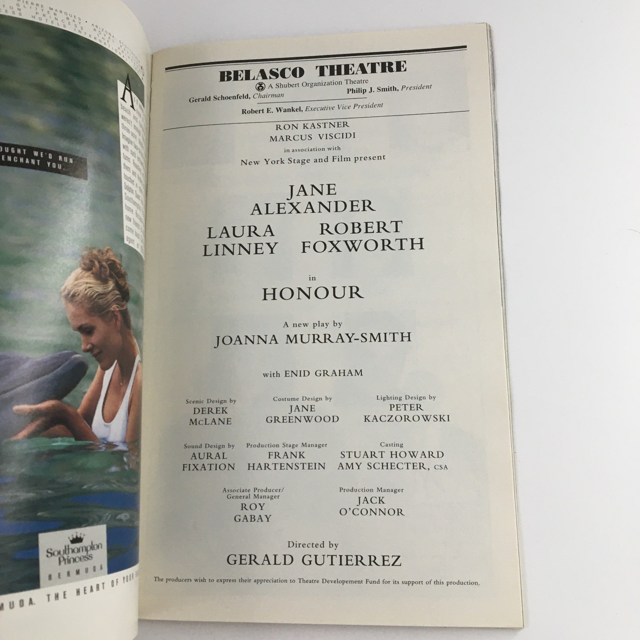 1998 Playbill Belasco Theatre Present Laura Linney Honour by Joanna Murray-Smith