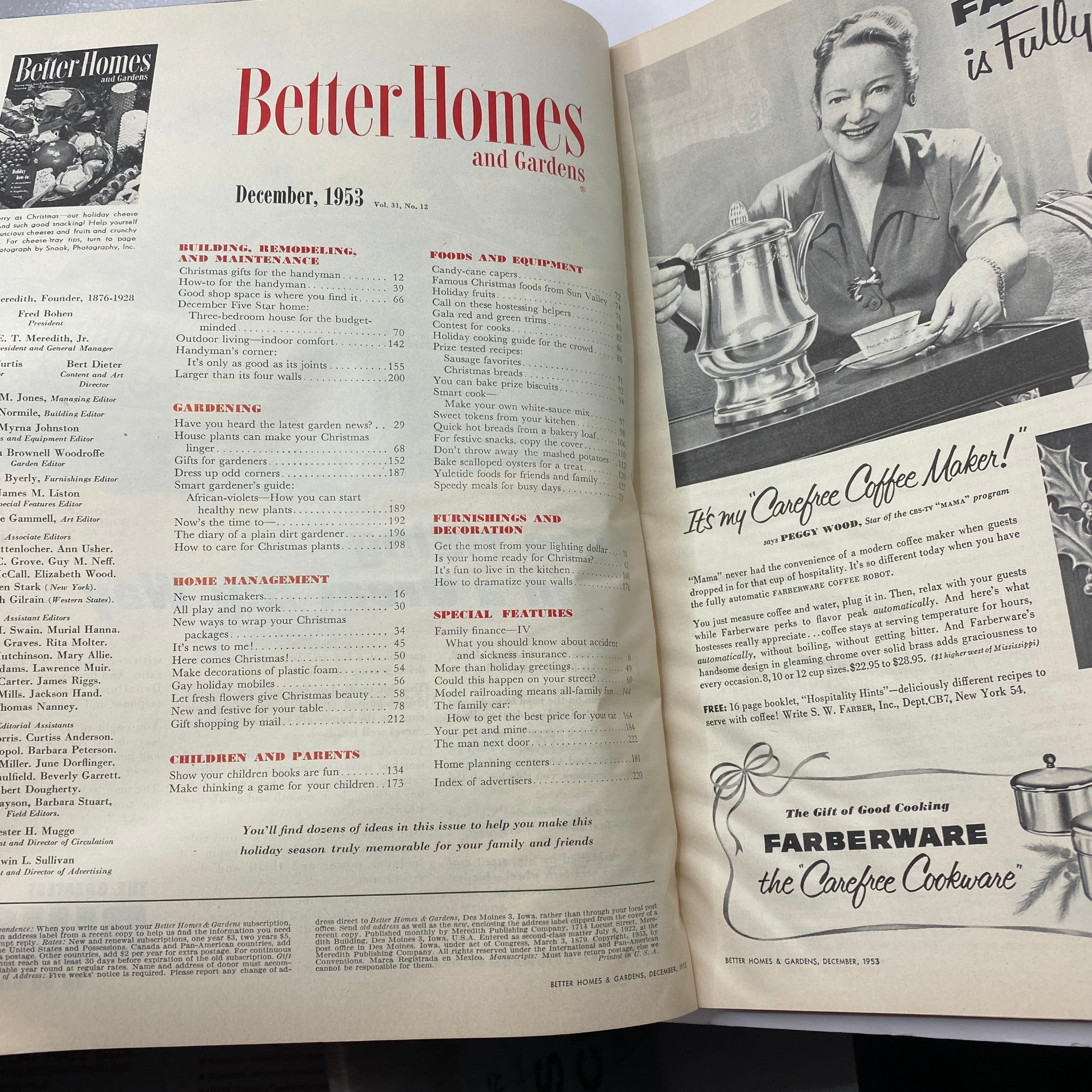 VTG Better Homes & Gardens Magazine December 1953 Holiday How-To No Label