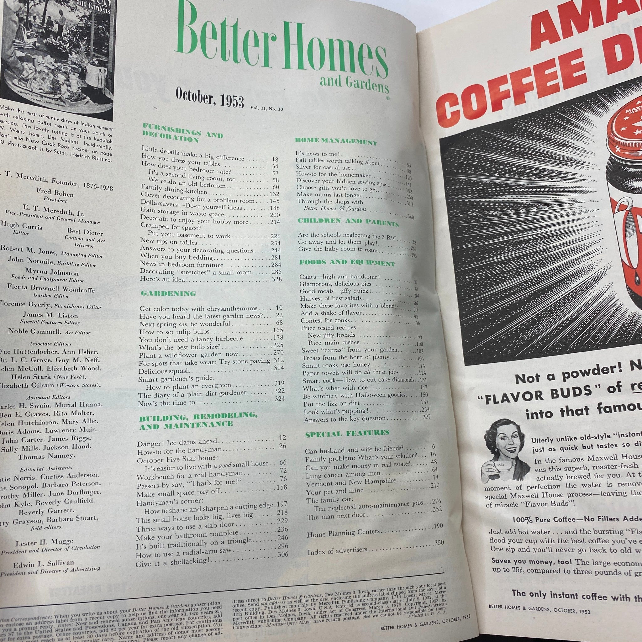 VTG Better Homes & Gardens Magazine October 1953 Recipes New Cook Book No Label