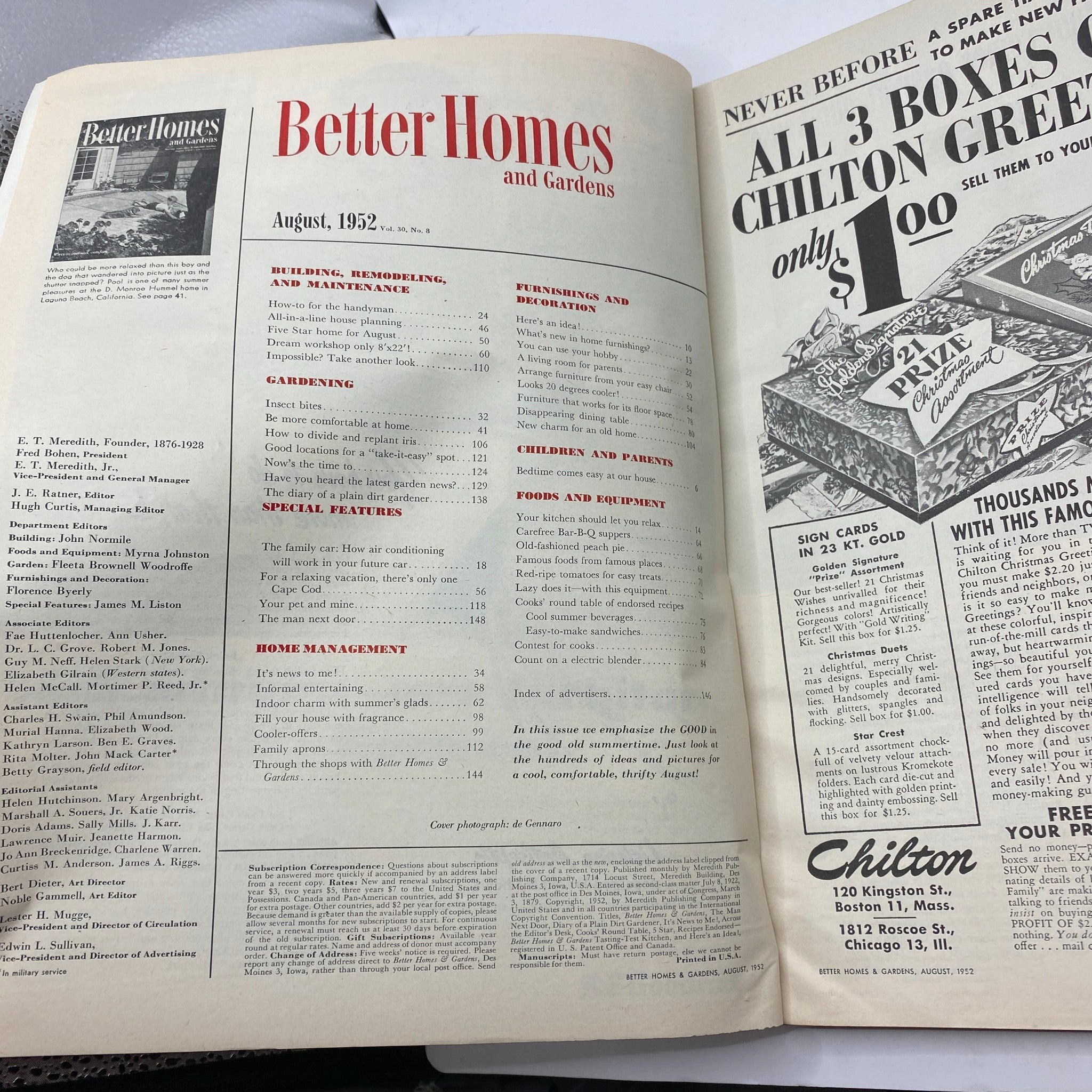 VTG Better Homes & Gardens Magazine August 1952 Ways to Coolness No Label