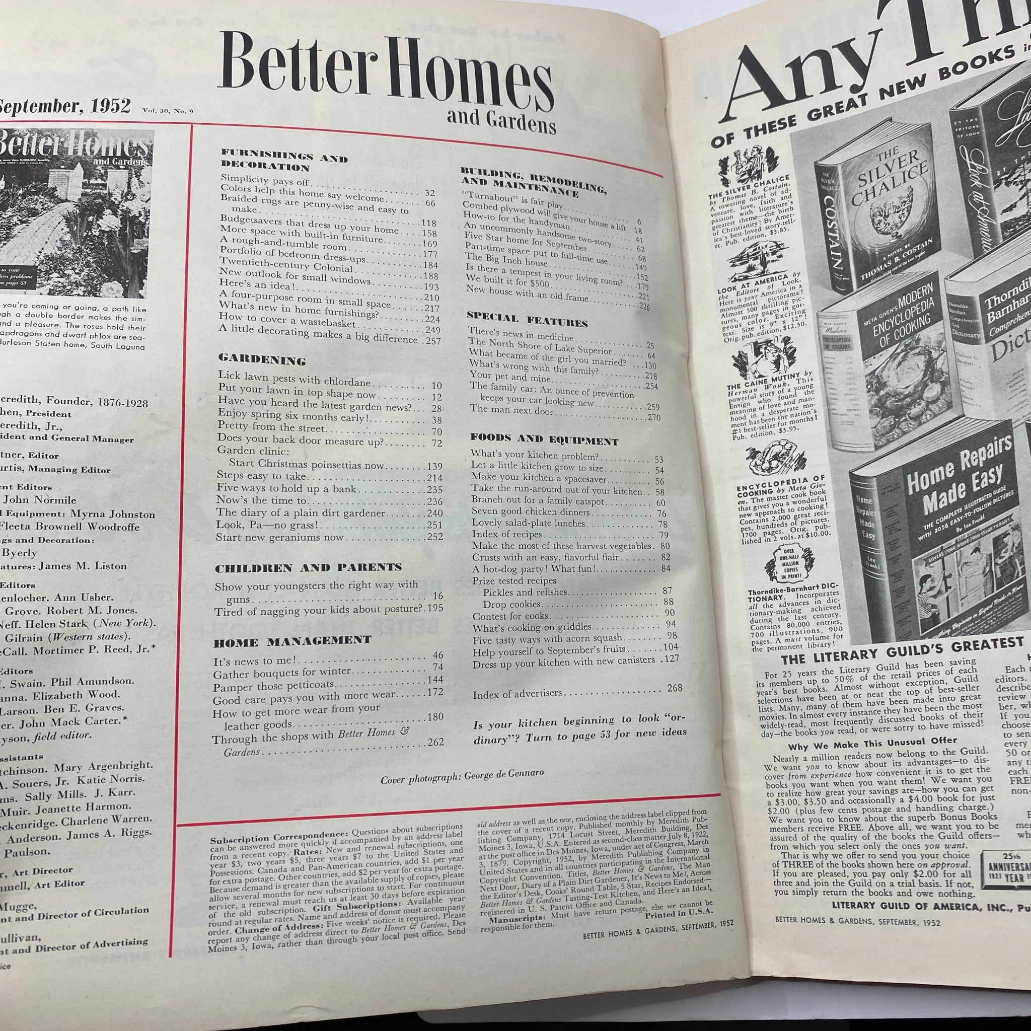 VTG Better Homes & Gardens Magazine September 1952 Kitchen Problems No Label