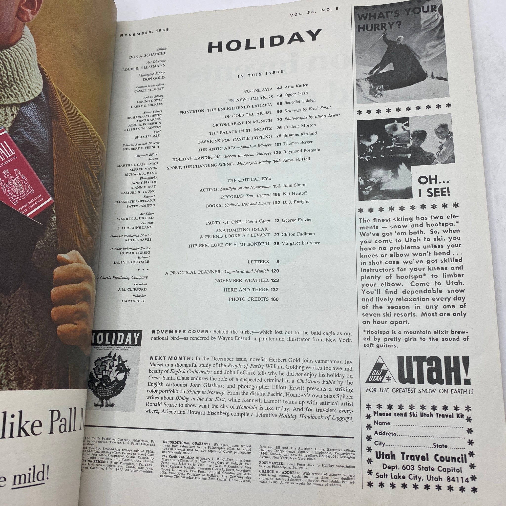 VTG Holiday Magazine November 1965 Vol 38 No. 5 Behold The Turkey