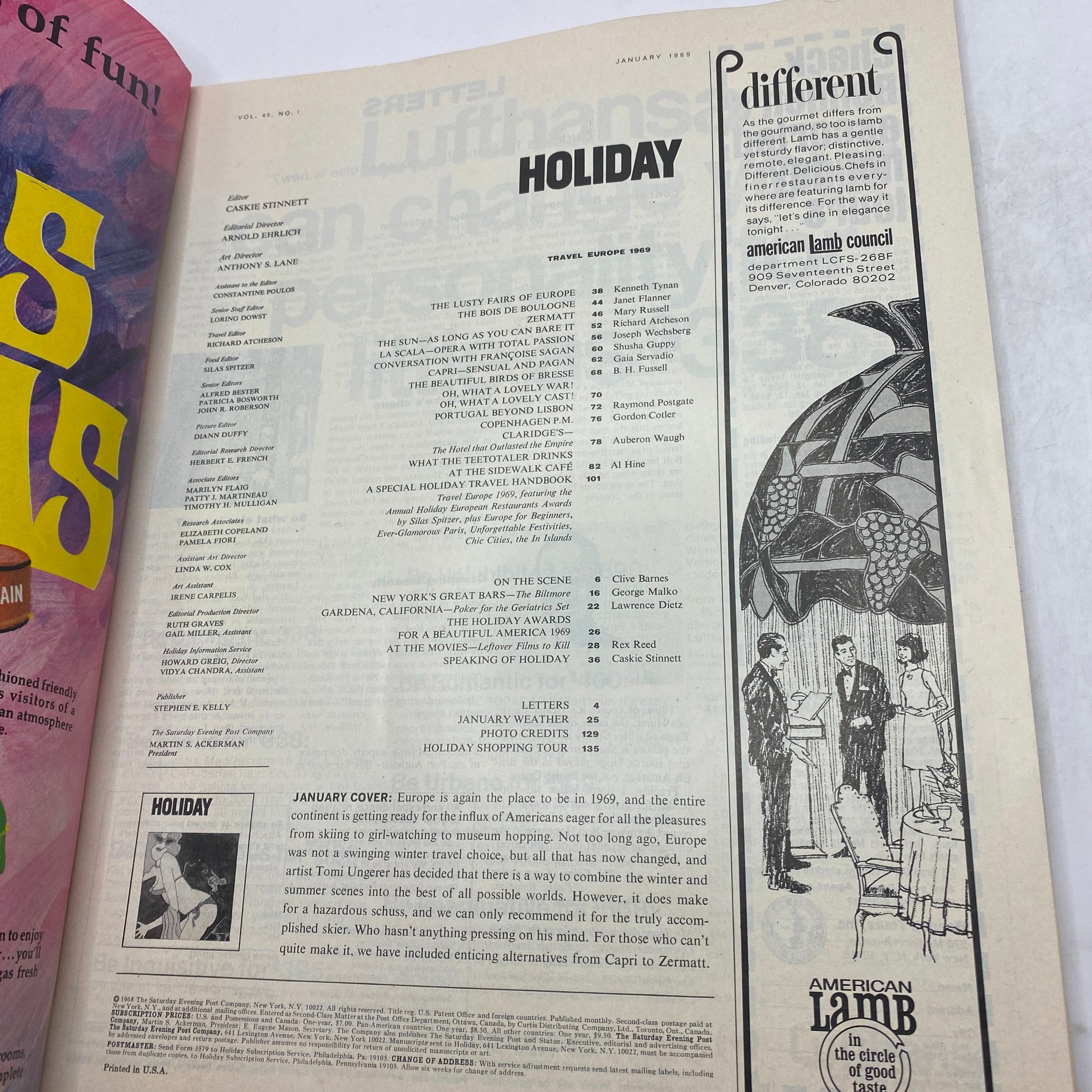 VTG Holiday Magazine January 1969 Vol 45 No. 1 Influx of Americans in Europe