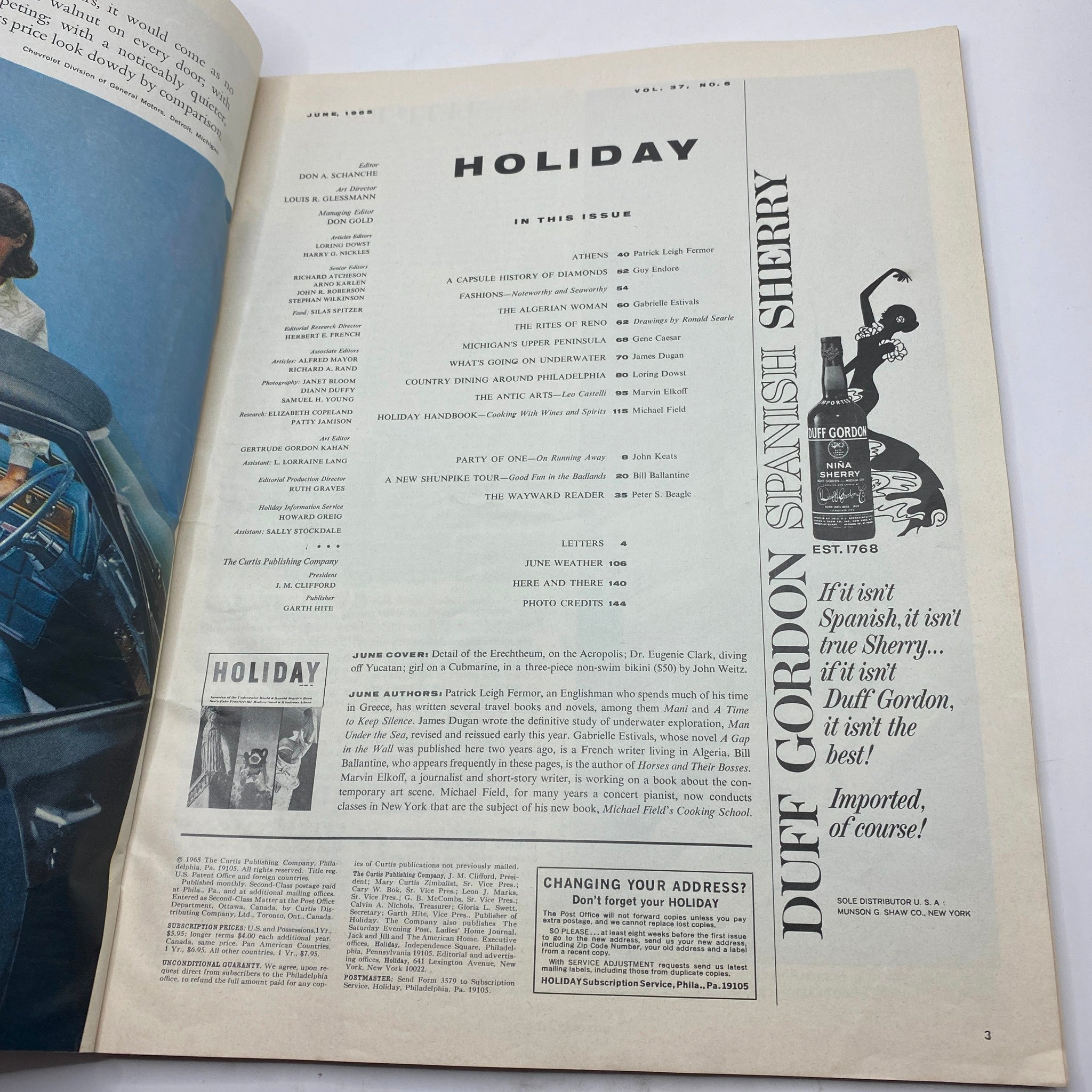 VTG Holiday Magazine June 1965 Vol 37 No. 6 Detail of the Erechtheum No Label