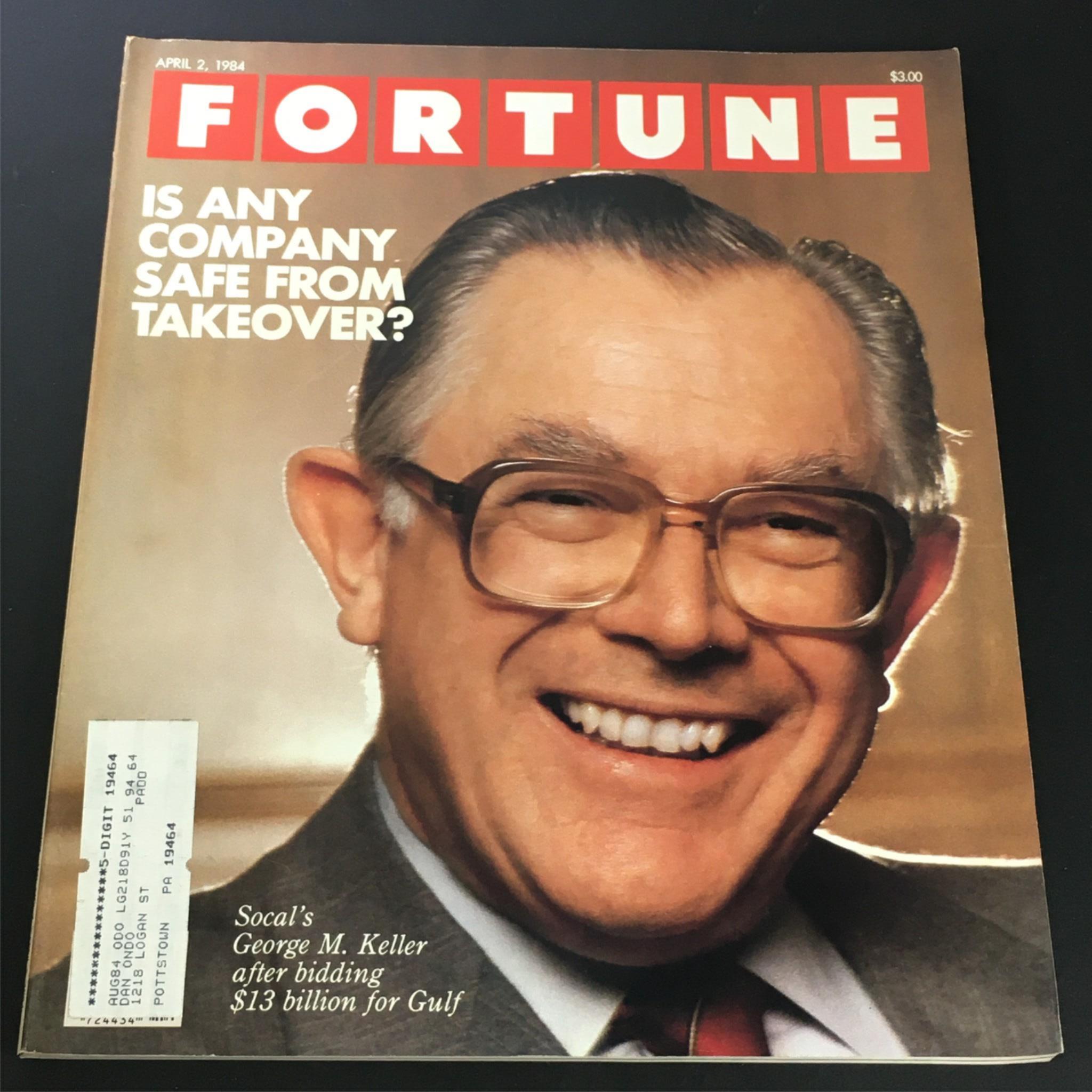 VTG Fortune Magazine April 2 1984 - Socal's George M. Keller After Bidding