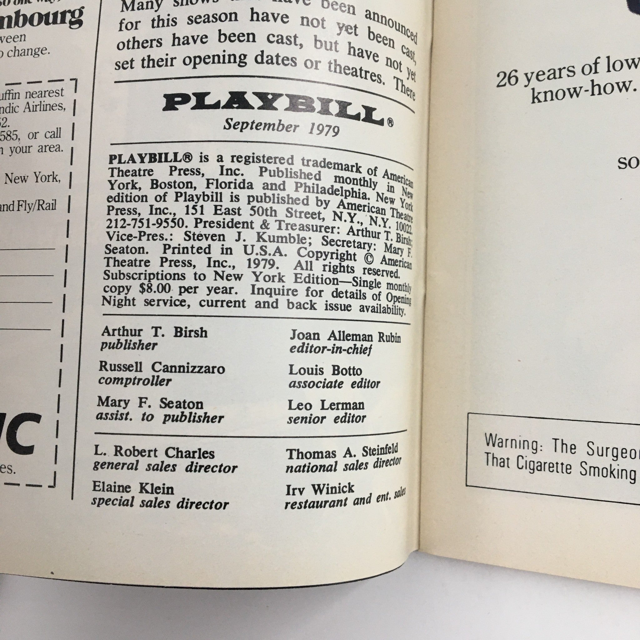 1979 Playbill The Booth Theatre Present Kevin Conway in The Elephant Man