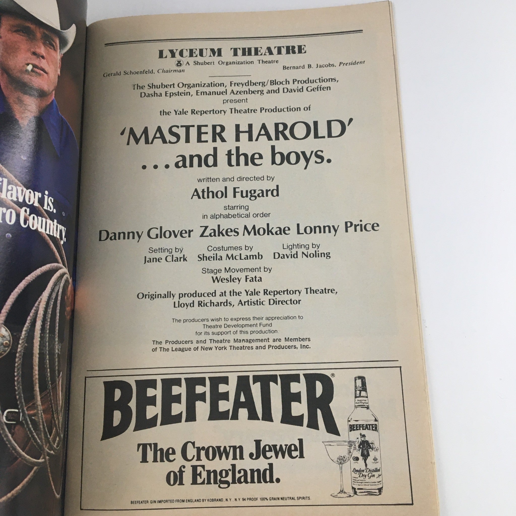 1982 Playbill Lyceum Theatre Present Master Harold & The Boys by Athol Fugard