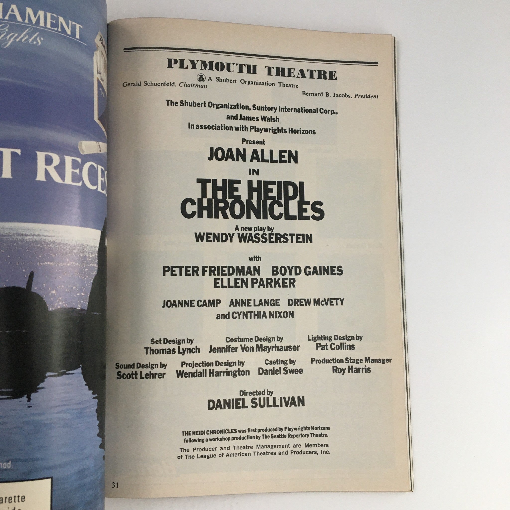 1989 Playbill Plymouth Theatre Present Joan Allen in The Heidi Chronicles