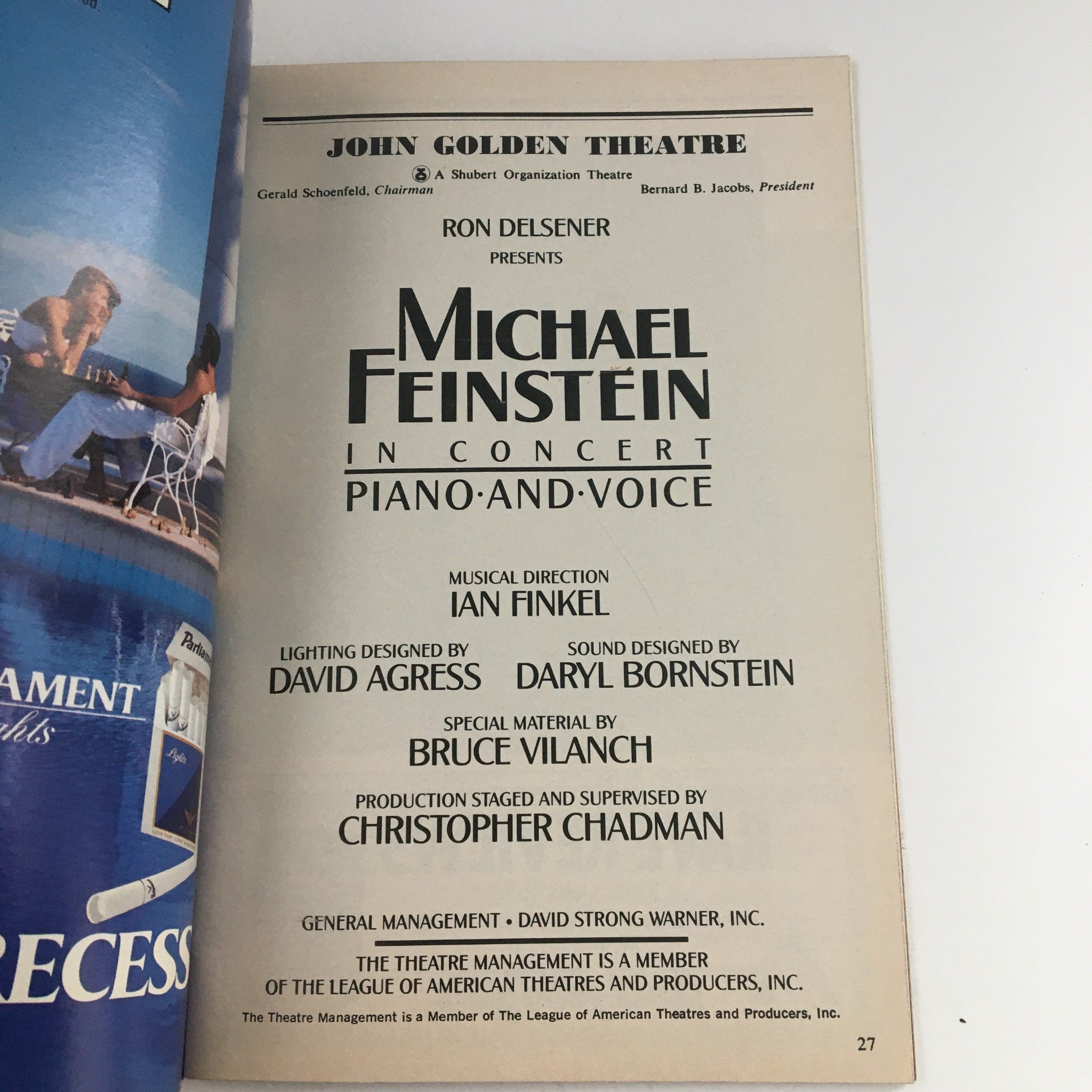 1990 Playbill John Golden Theatre Presents Michael Feinstein In Concert Piano