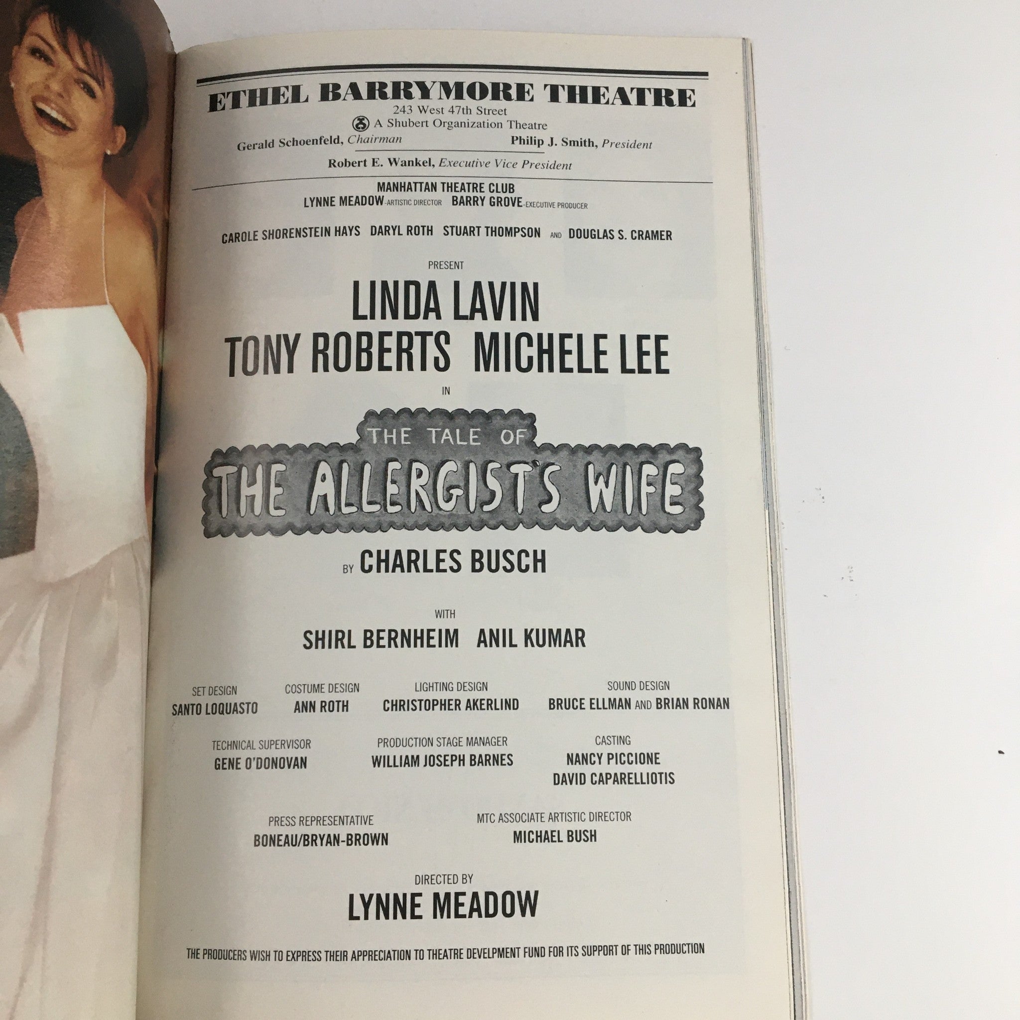 2000 Playbill Ethel Barrymore Theatre Present The Tale of The Allergist's Wife