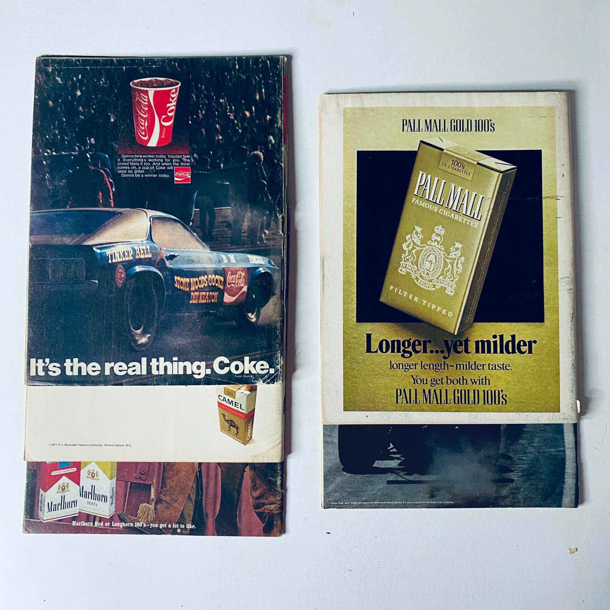 Lot of 5 Sports Car Graphic Magazines from 1971 showcasing vintage advertisements and sponsors alongside a classic racing car.