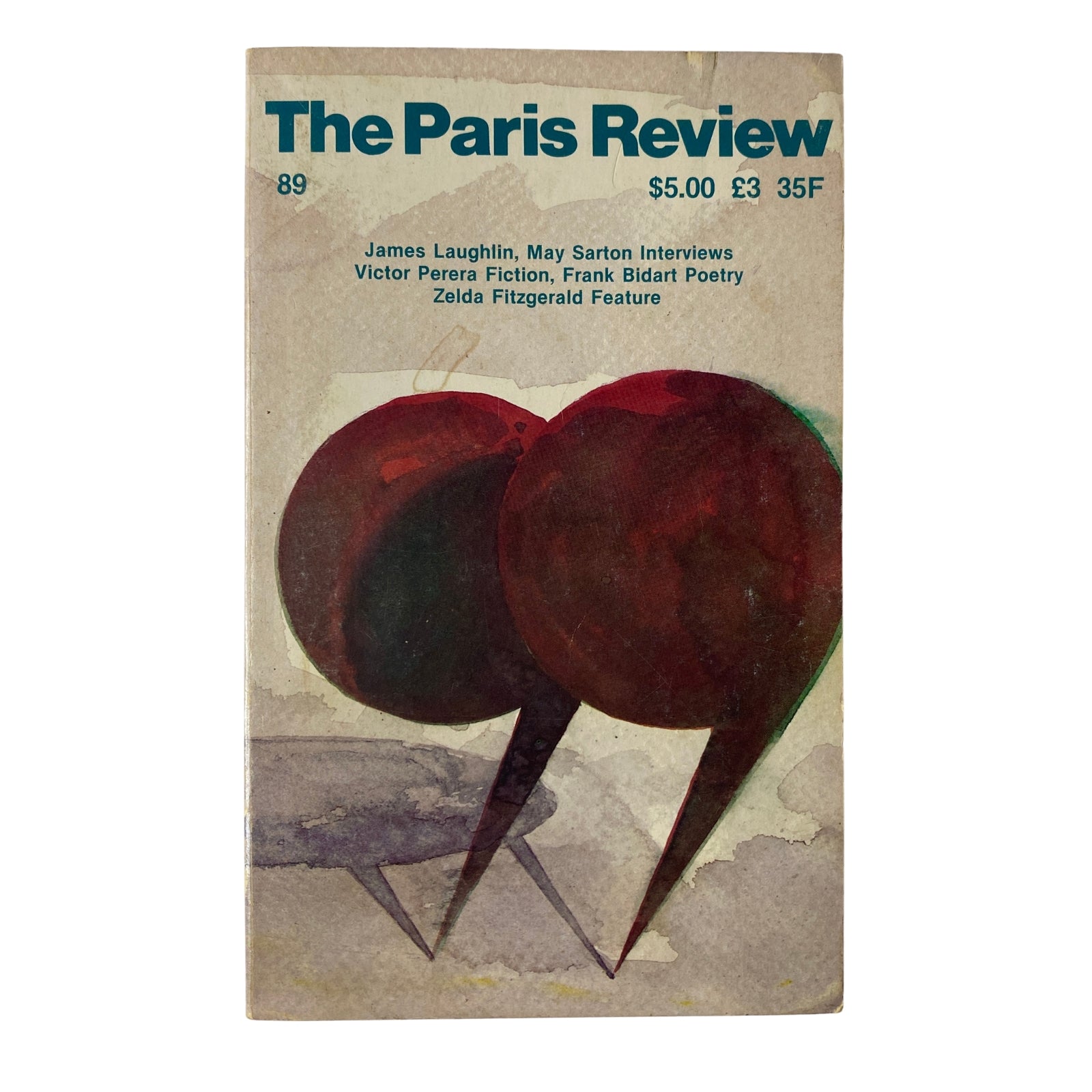 Cover of The Paris Review Magazine, Fall 1983, No. 89 featuring an abstract design with speech bubbles, highlighting interviews with James Laughlin and May Sarton.