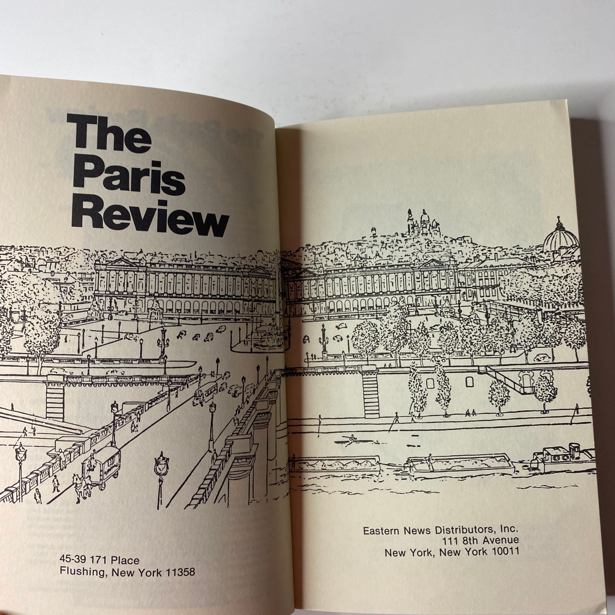 Interior page of The Paris Review Magazine, Fall 1983, No. 89, displaying the title page with a line drawing of a scenic view.