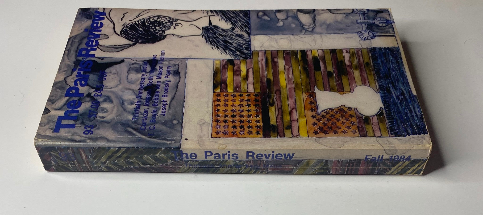 The Paris Review Magazine Fall 1984 No. 93 Julio Cortázar cover displaying artistic illustrations and vivid colors, showcasing its original design.