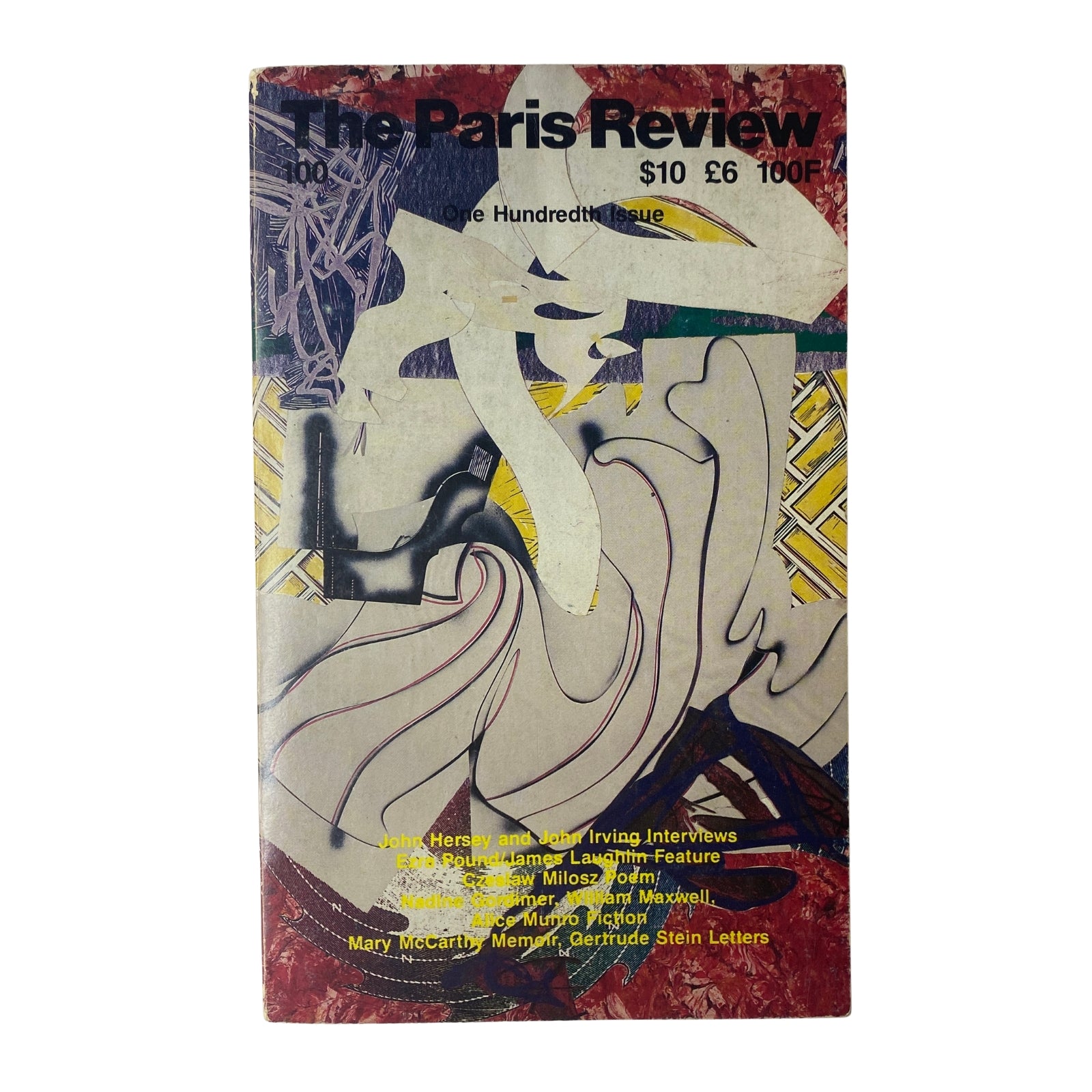 Cover of The Paris Review Magazine Summer-Fall 1986 No. 100 featuring an artistic design, showcasing the centennial issue with contributions from literary icons.