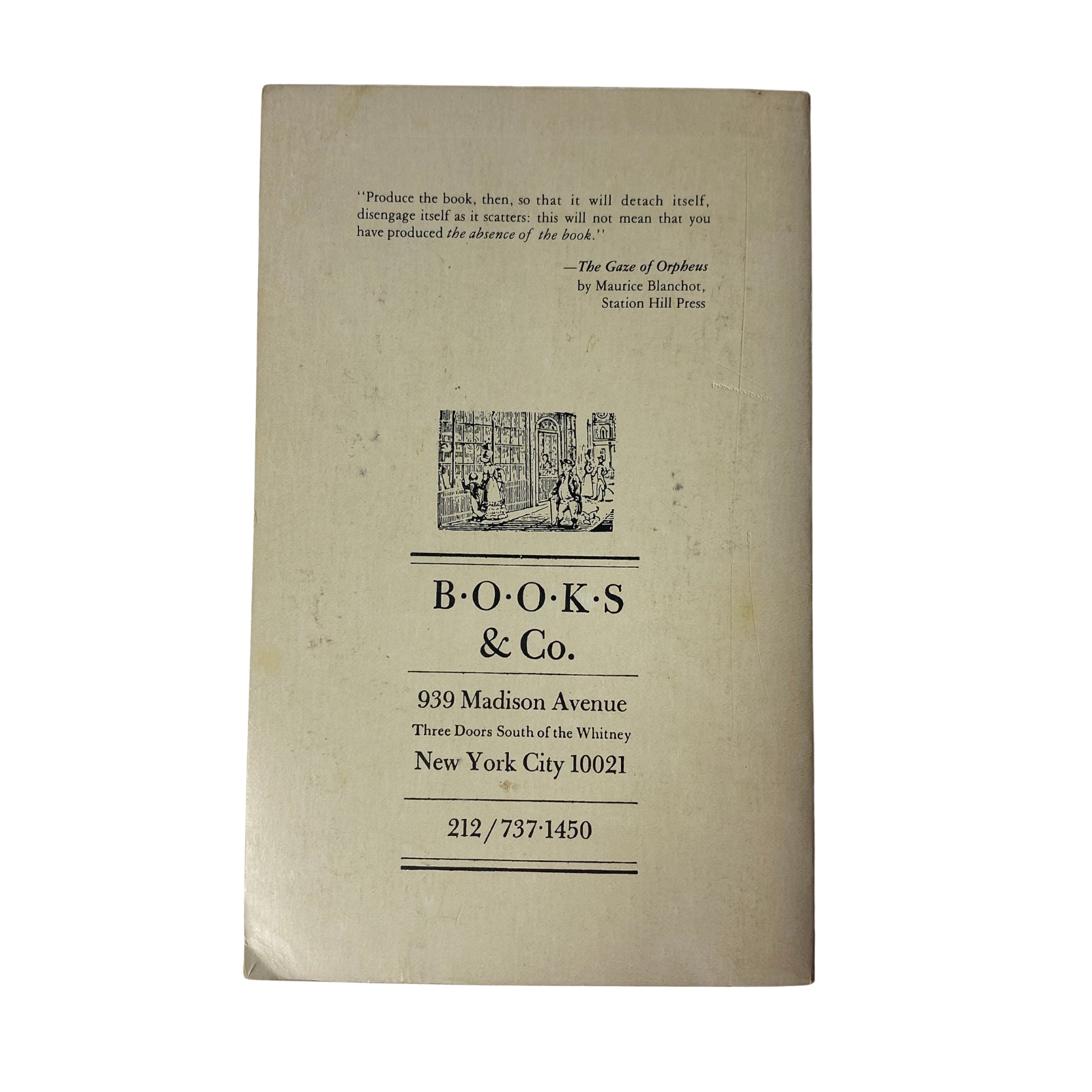 Back cover of The Paris Review Magazine Summer-Fall 1986 No. 100 Mary McCarthy, showcasing the bookstore address and contact information for Books & Co. in New York City