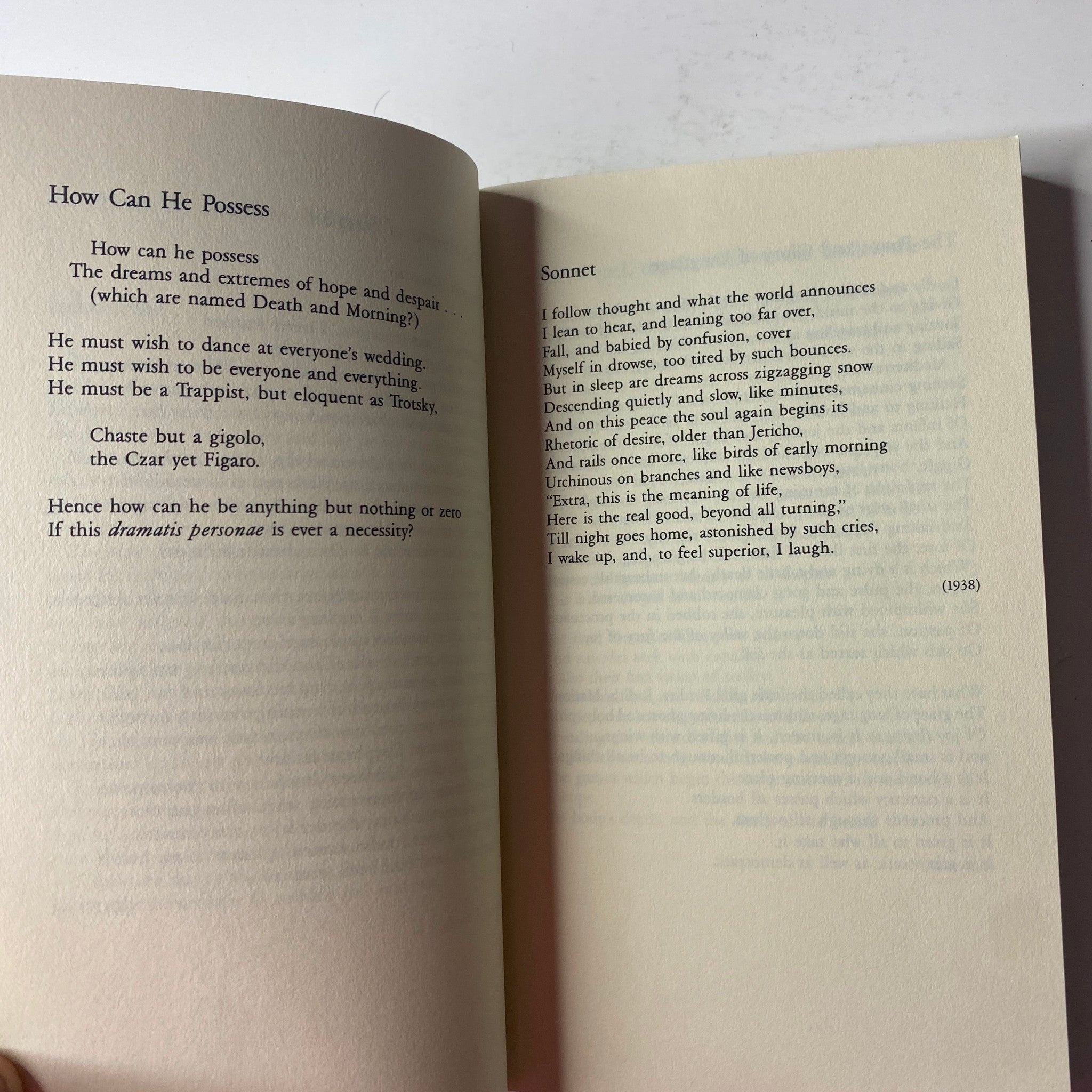 Inside pages of The Paris Review Magazine Winter 1986 No. 101, showcasing a sonnet titled 'How Can He Possess' reflecting themes of hope and despair.