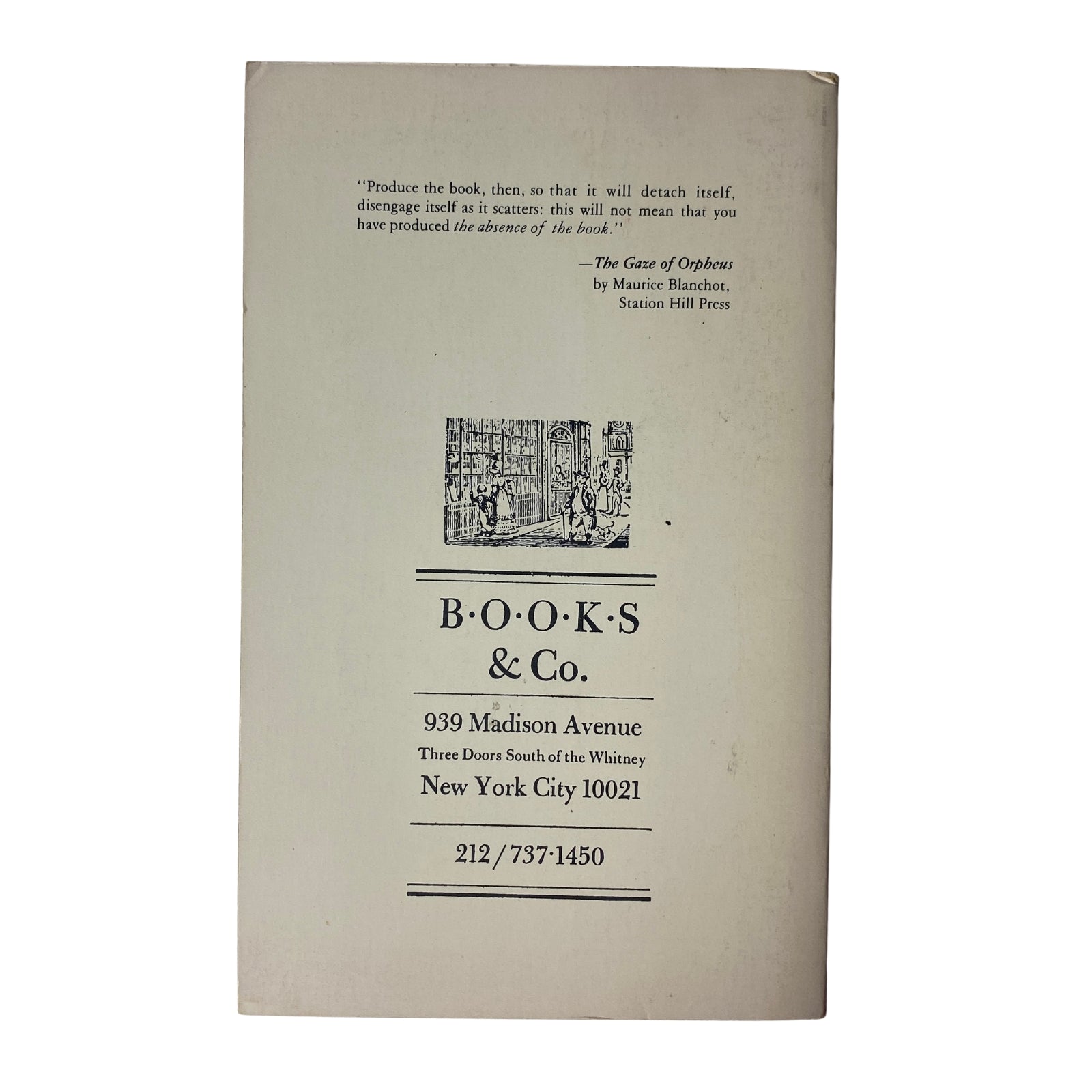 Back cover of The Paris Review Magazine Winter 1986 No. 101 featuring a listing for Books & Co., a literary store located in New York City.