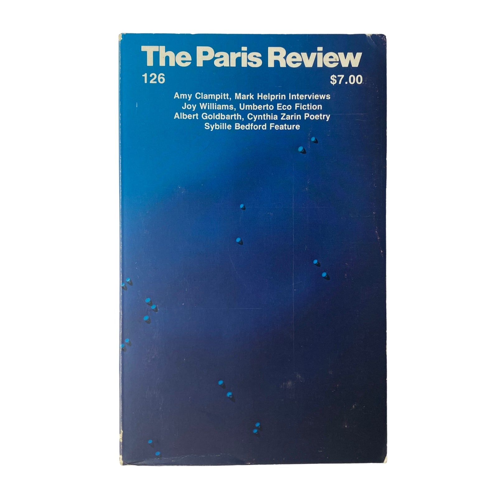 Cover of The Paris Review Magazine Spring 1993 No. 126 featuring notable contributions from Amy Clampitt, Mark Helprin, and Sybille Bedford.