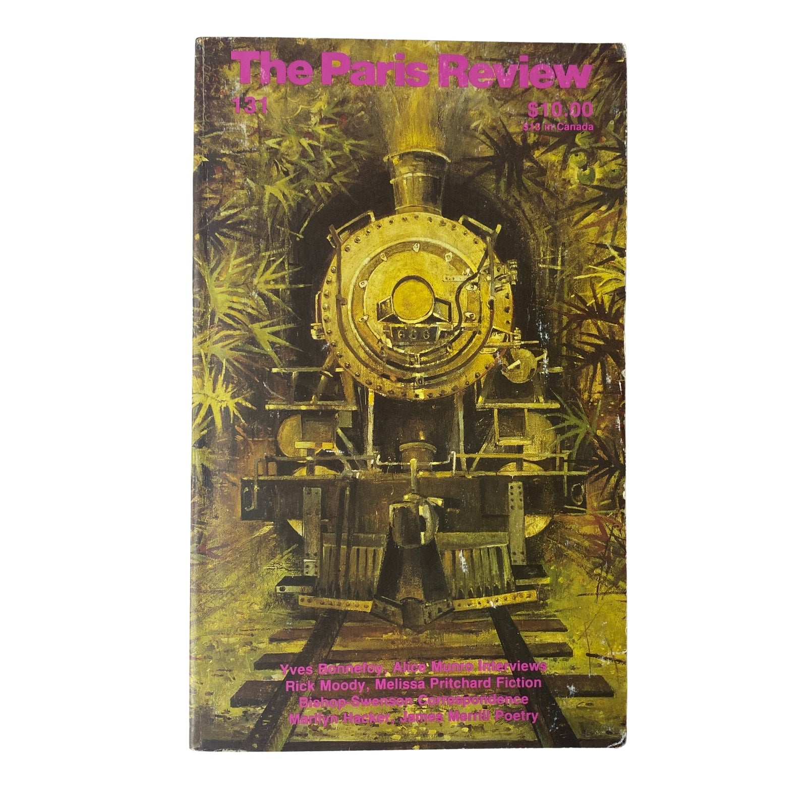 Cover of The Paris Review Magazine Summer 1994 No. 131 featuring a steam locomotive design, highlighting Elizabeth Bishop among notable authors like Rick Moody and Melissa Pritchard.