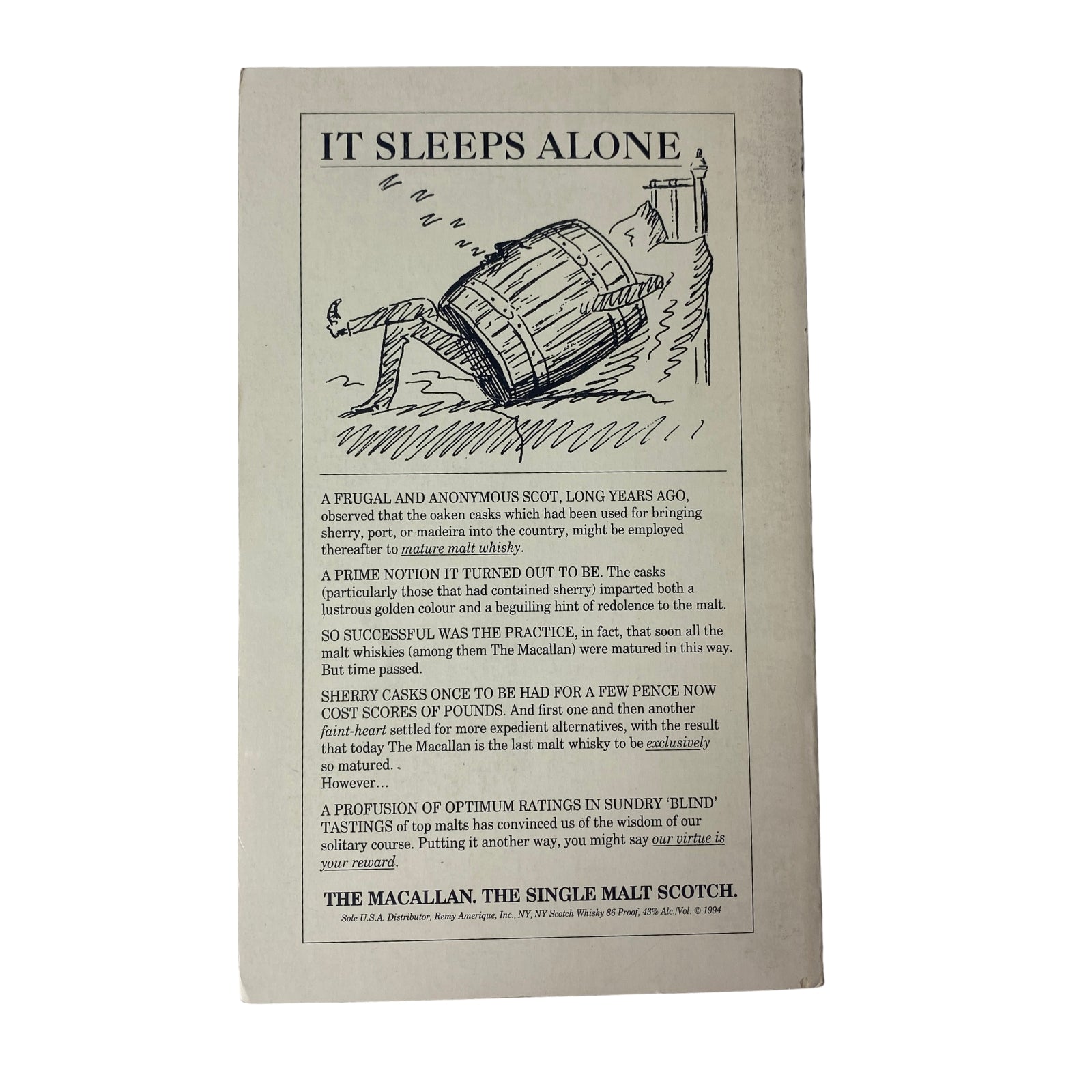 Back cover of The Paris Review Magazine Fall 1994 No. 132 featuring an advertisement with a humorous illustration.