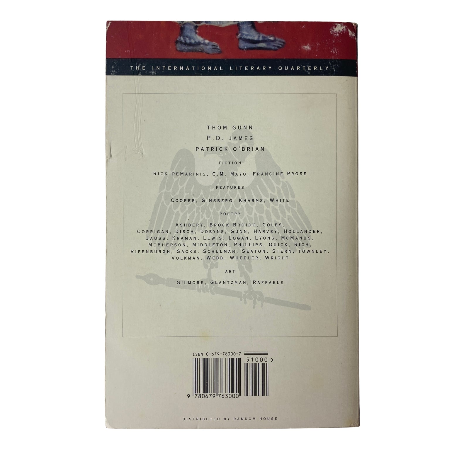 Back cover of The Paris Review Magazine Summer 1995 No. 135, highlighting authors Thom Gunn, P.D. James, and Patrick O'Brian.