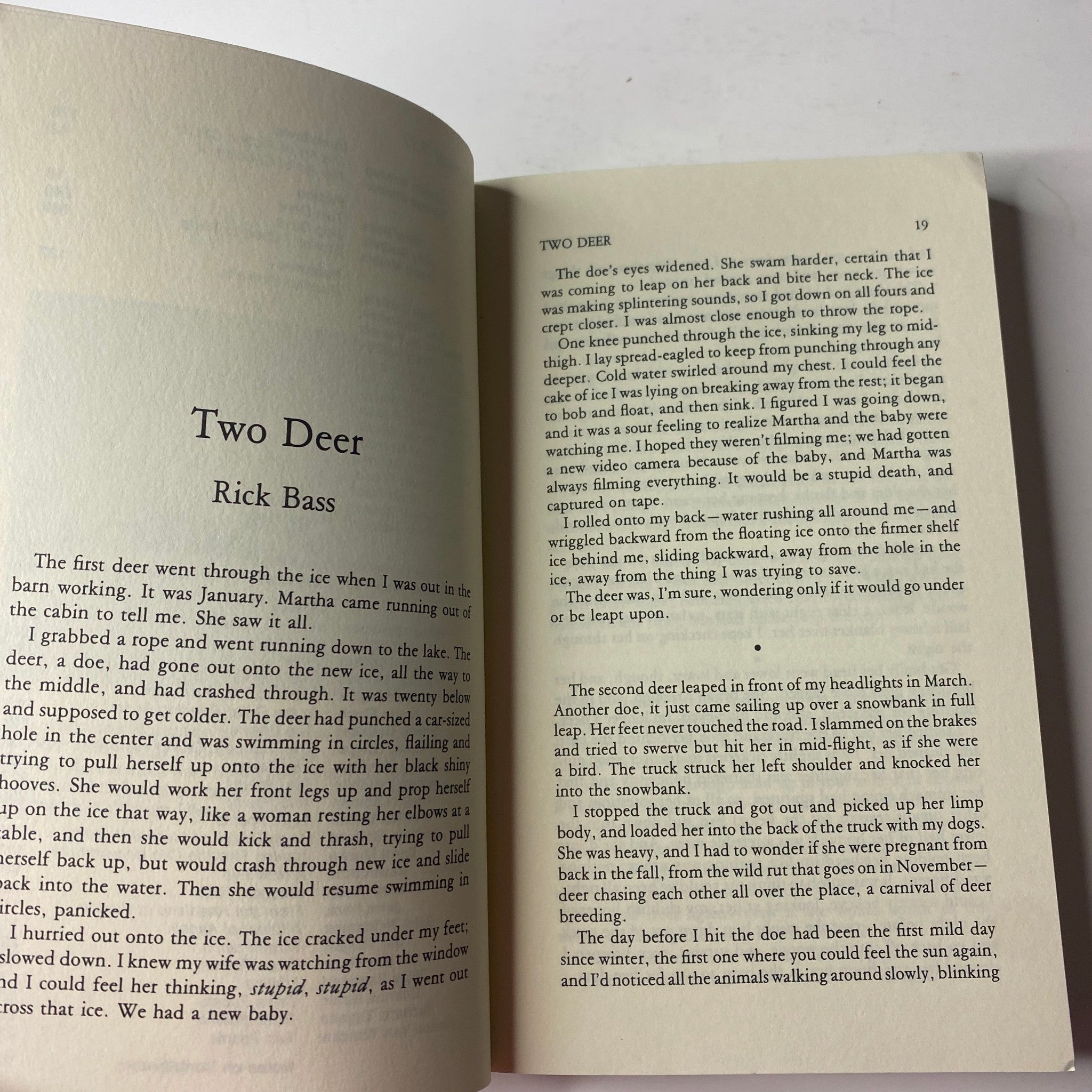 Open page from The Paris Review Magazine Winter 1995 No. 137 displaying the short story 'Two Deer' by Rick Bass.