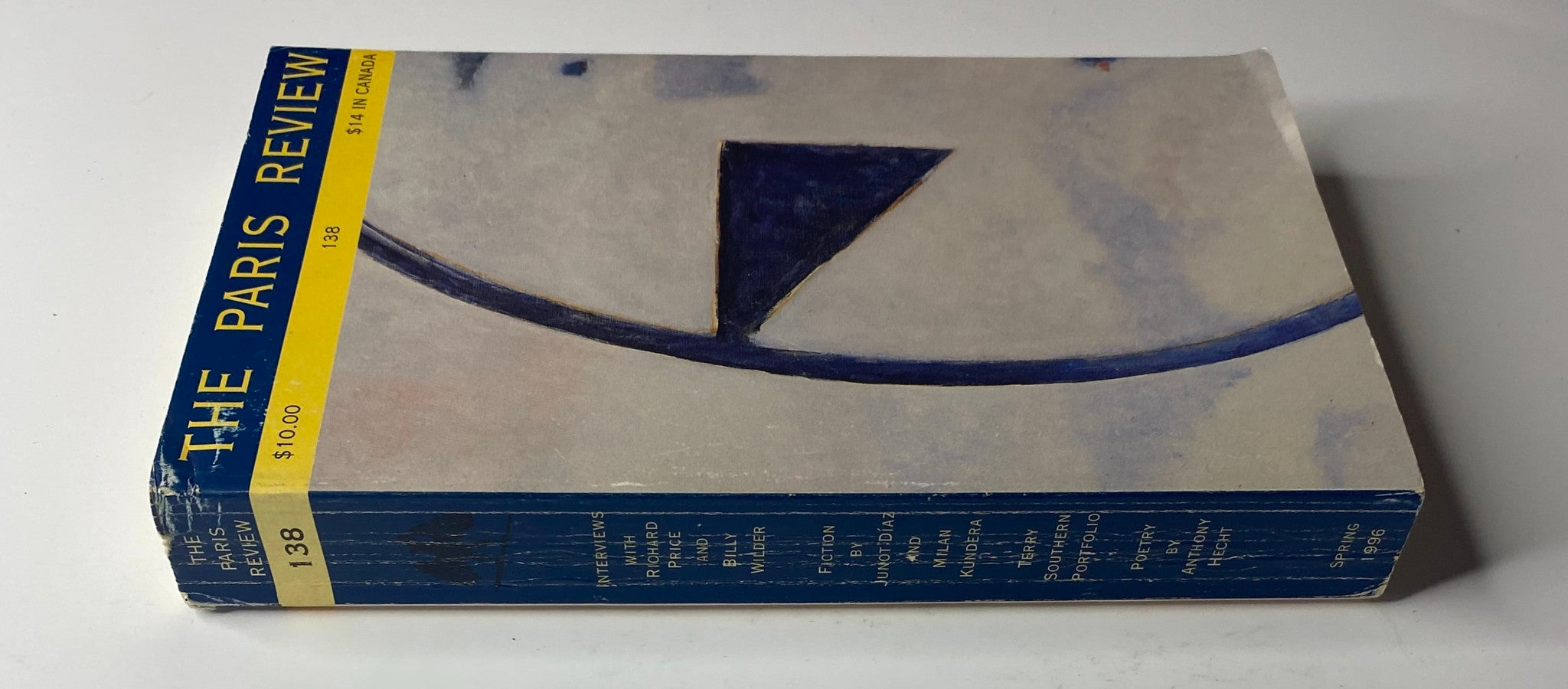 Side view of The Paris Review Magazine Spring 1996 No. 138 showing its spine and highlighting the publication details.