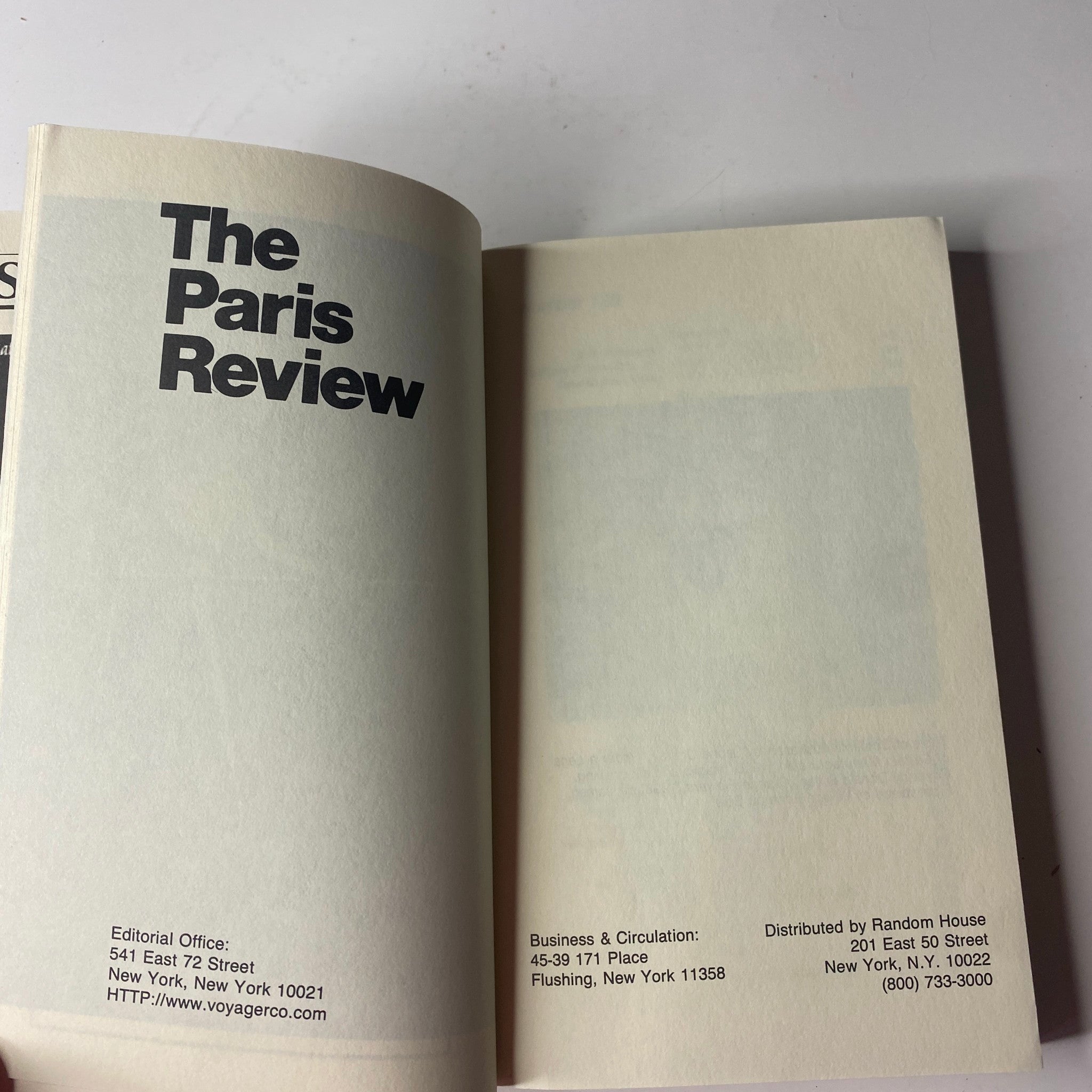 Inside cover page of The Paris Review Magazine Summer 1996 No. 139 John Hopkins, showcasing editorial information and layout.