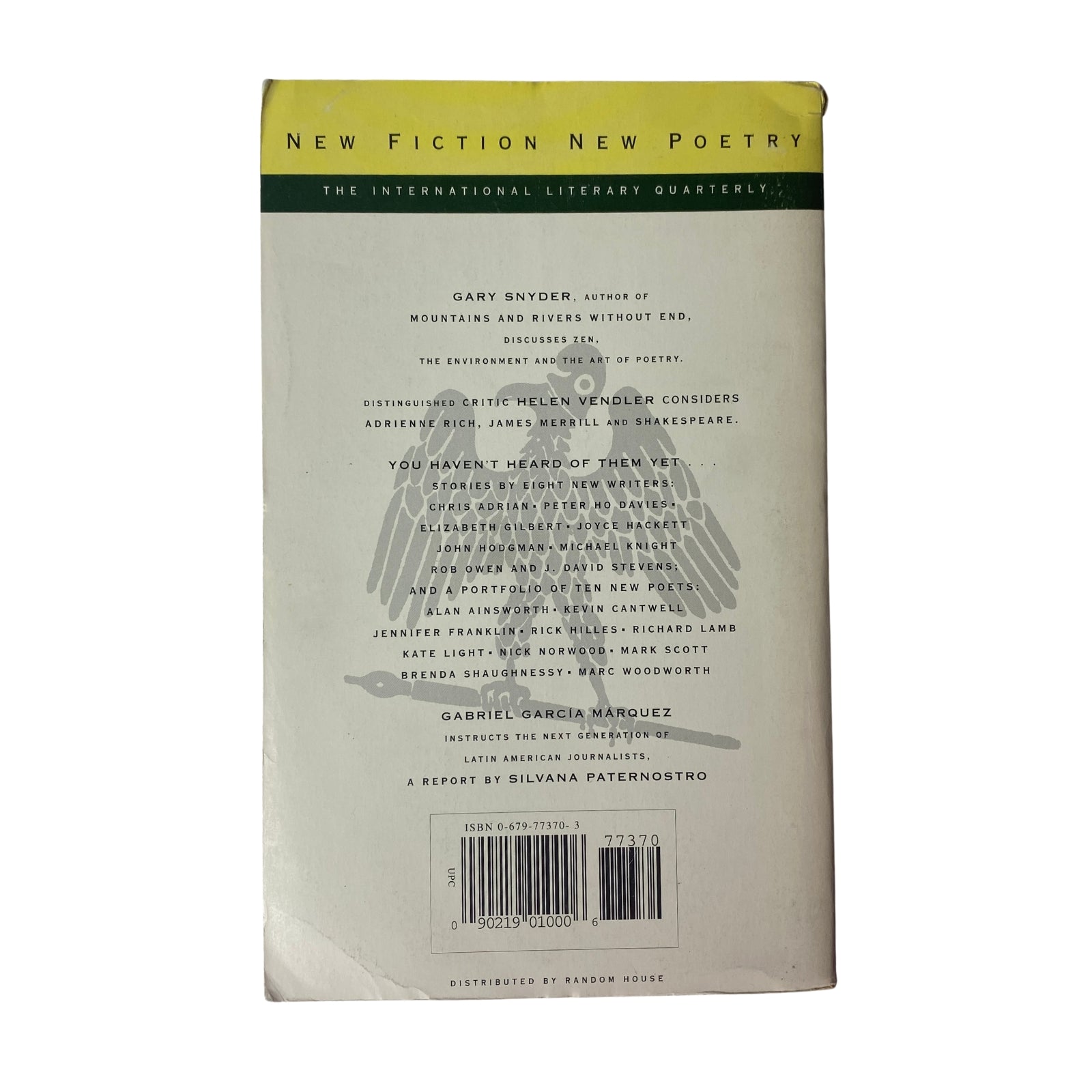 Back cover of The Paris Review Magazine Winter 1996 No. 141 highlighting features and authors included in the issue.