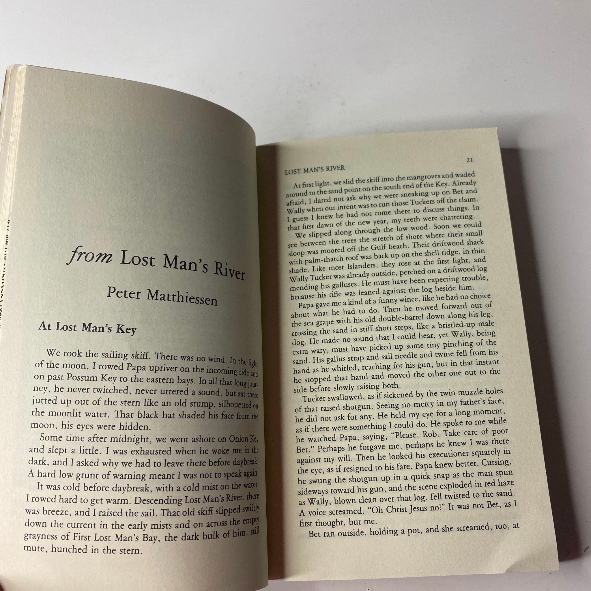 Page from The Paris Review Magazine Fall 1997 No. 144 presenting the beginning excerpt of the fiction piece 'Lost Man’s River' by Peter Matthiessen.