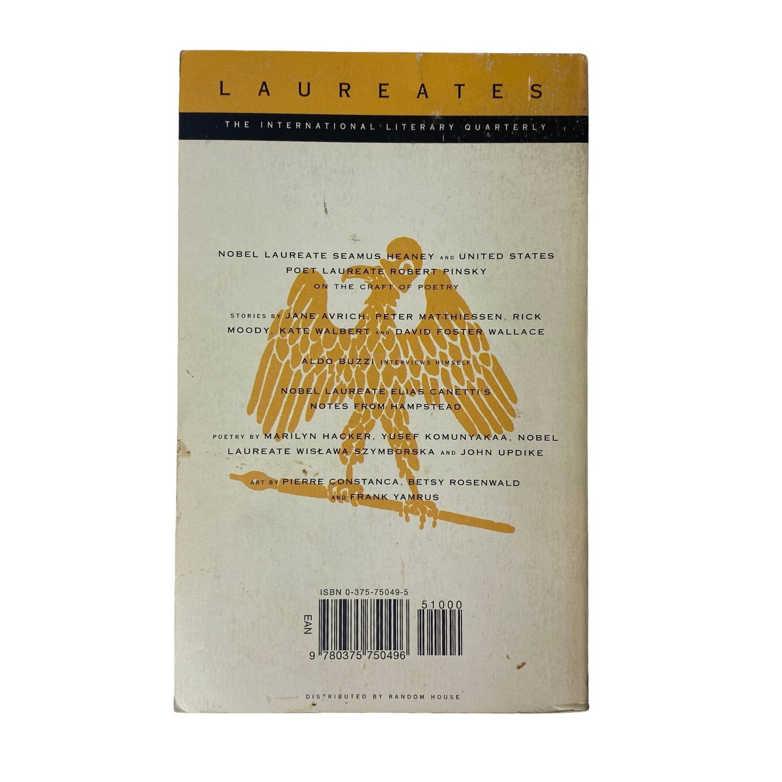 Back cover of The Paris Review Magazine Fall 1997 No. 144 showcasing the publication details and listings of laureates and contributors.