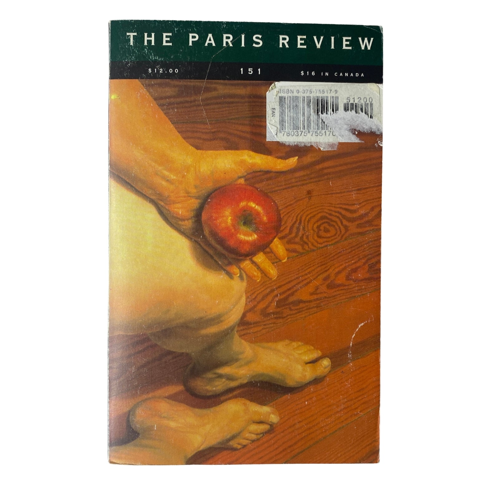 Cover of The Paris Review Magazine Summer 1999 No. 151 featuring a painting of a figure holding an apple on a wooden floor.