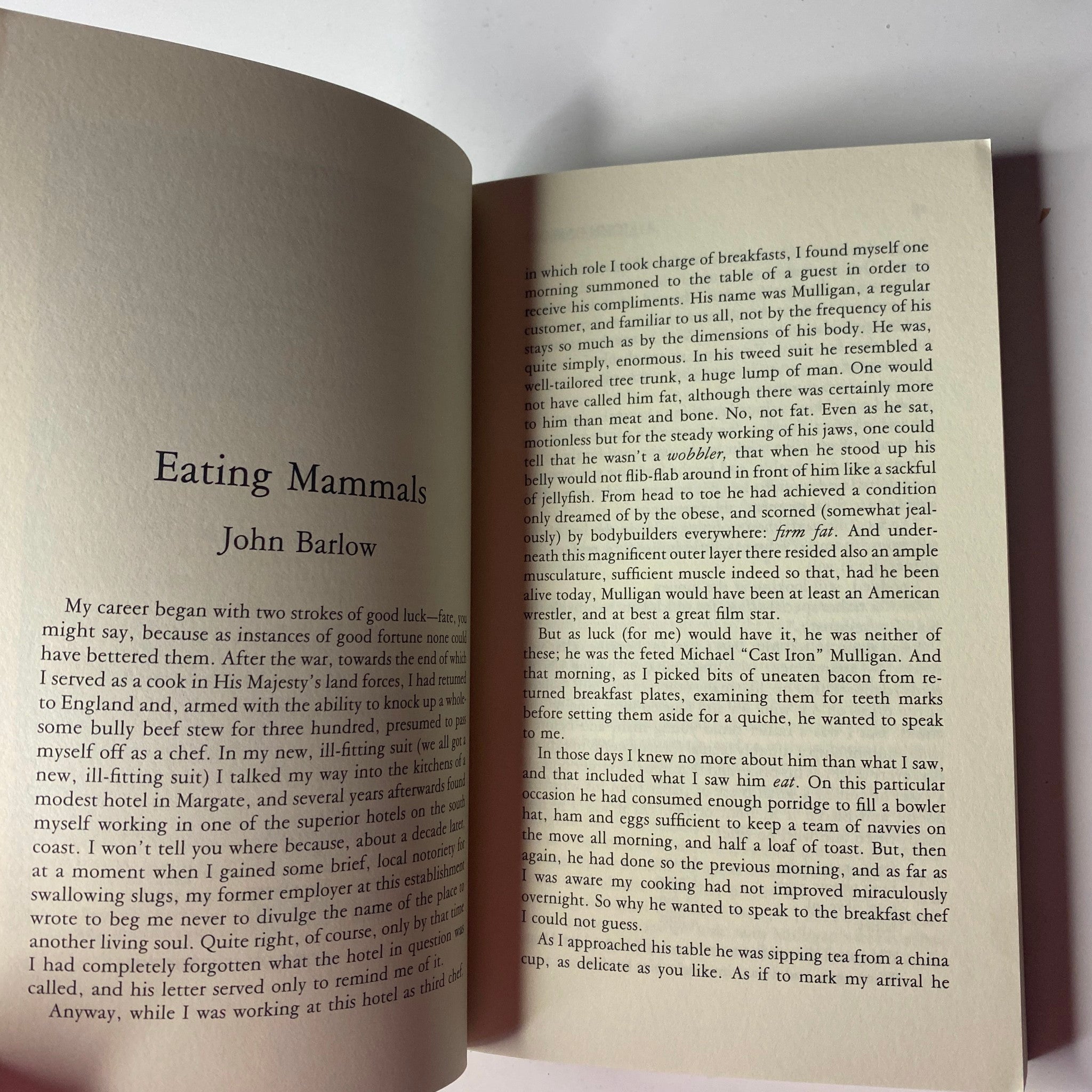 Interior text page of The Paris Review Magazine Winter 2001 No. 160 containing the story 'Eating Mammals' by John Barlow.