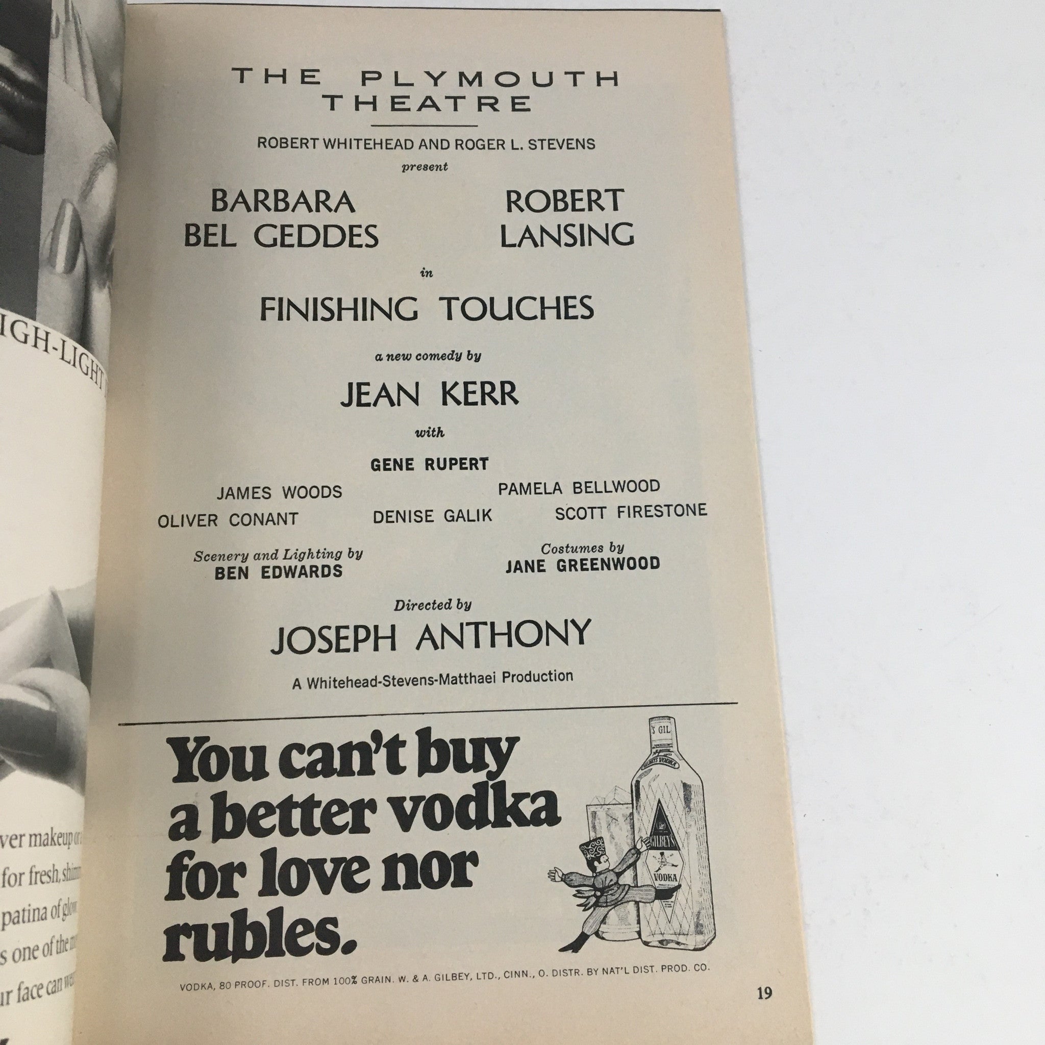 1973 Playbill The Plymouth Theatre Present Robert Lansing in Finishing Touches