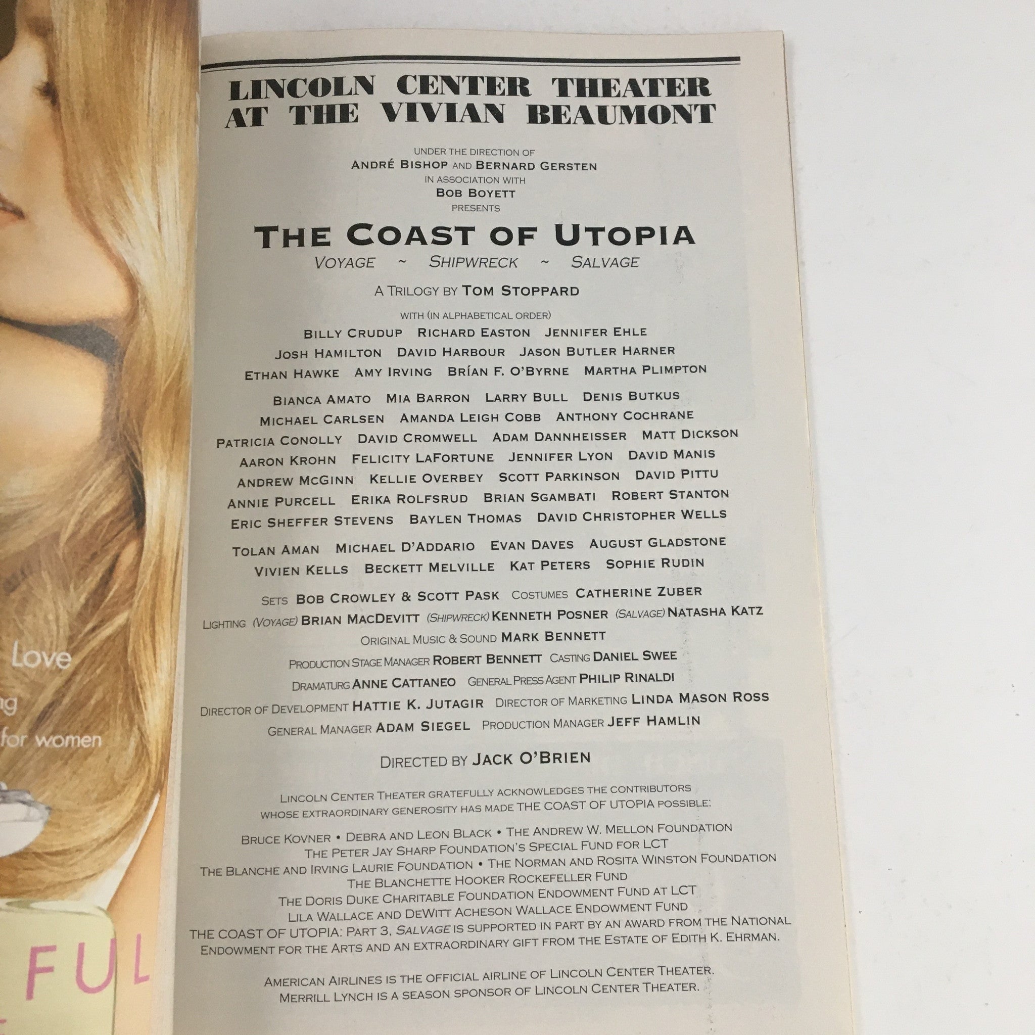 2007 Playbill Lincoln Center Theater Bob Boyett Present The Coast of Utopia