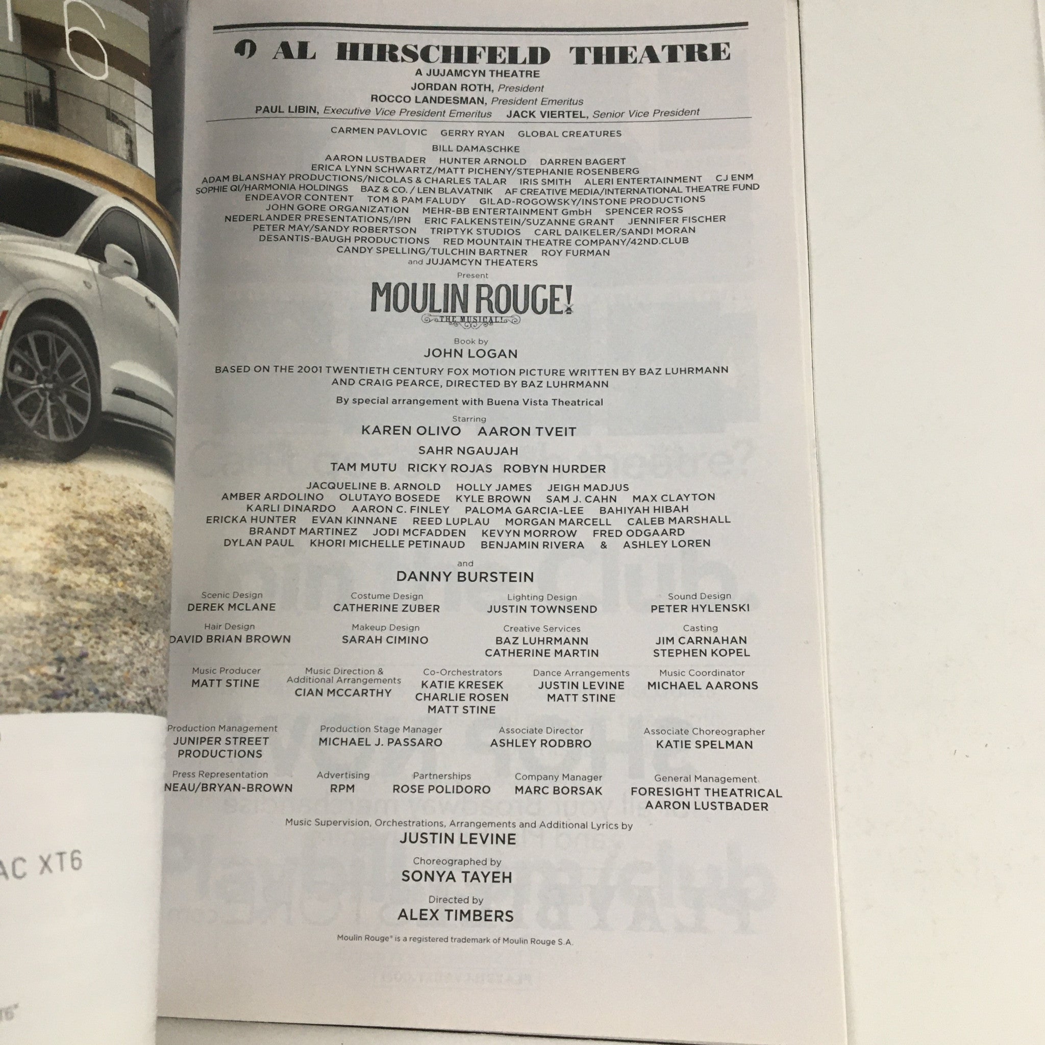 2019 Playbill Al Hirsched Theatre Present Moulin Rouge Directed by Alex Timbers