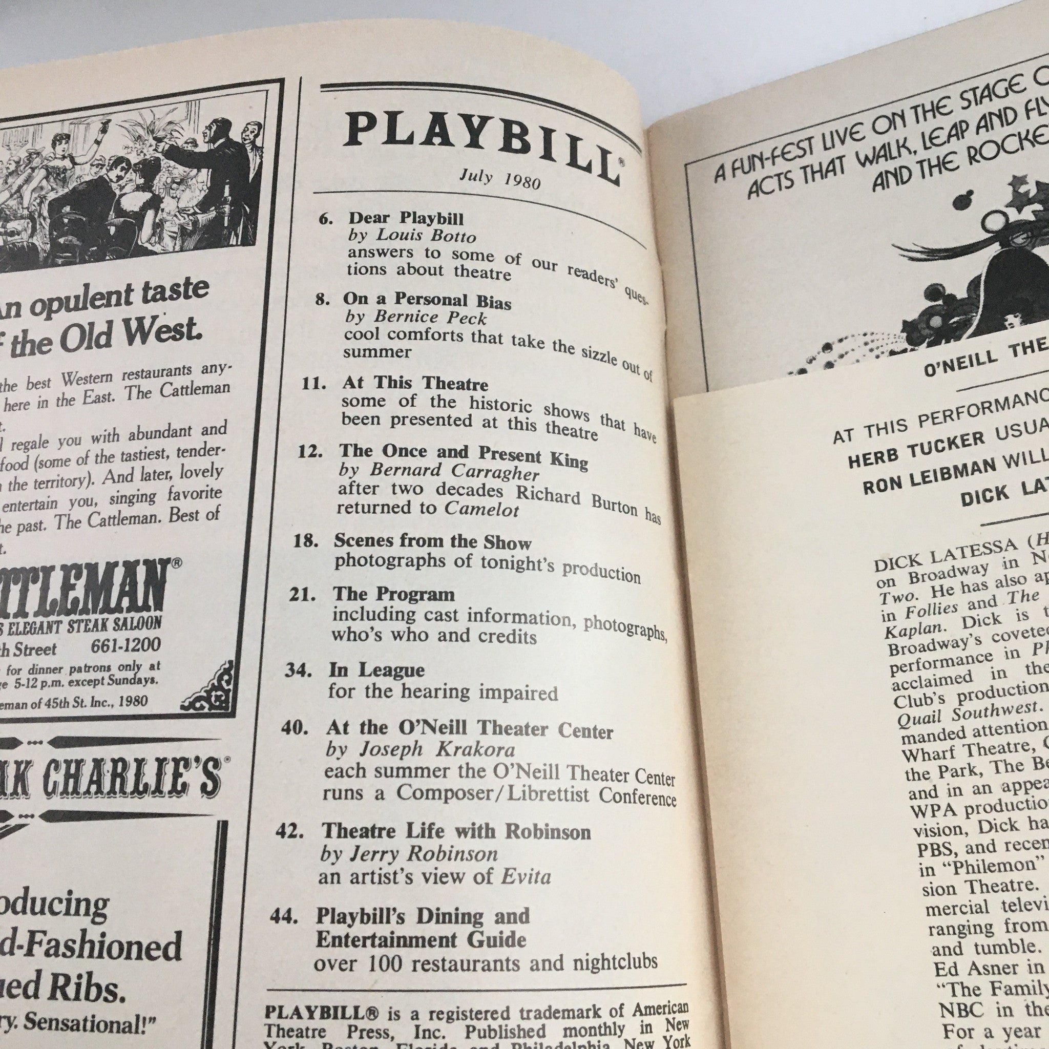 1980 Playbill Eugene O'Neill Theatre Ron Leibman in I Ought To Be In Pictures