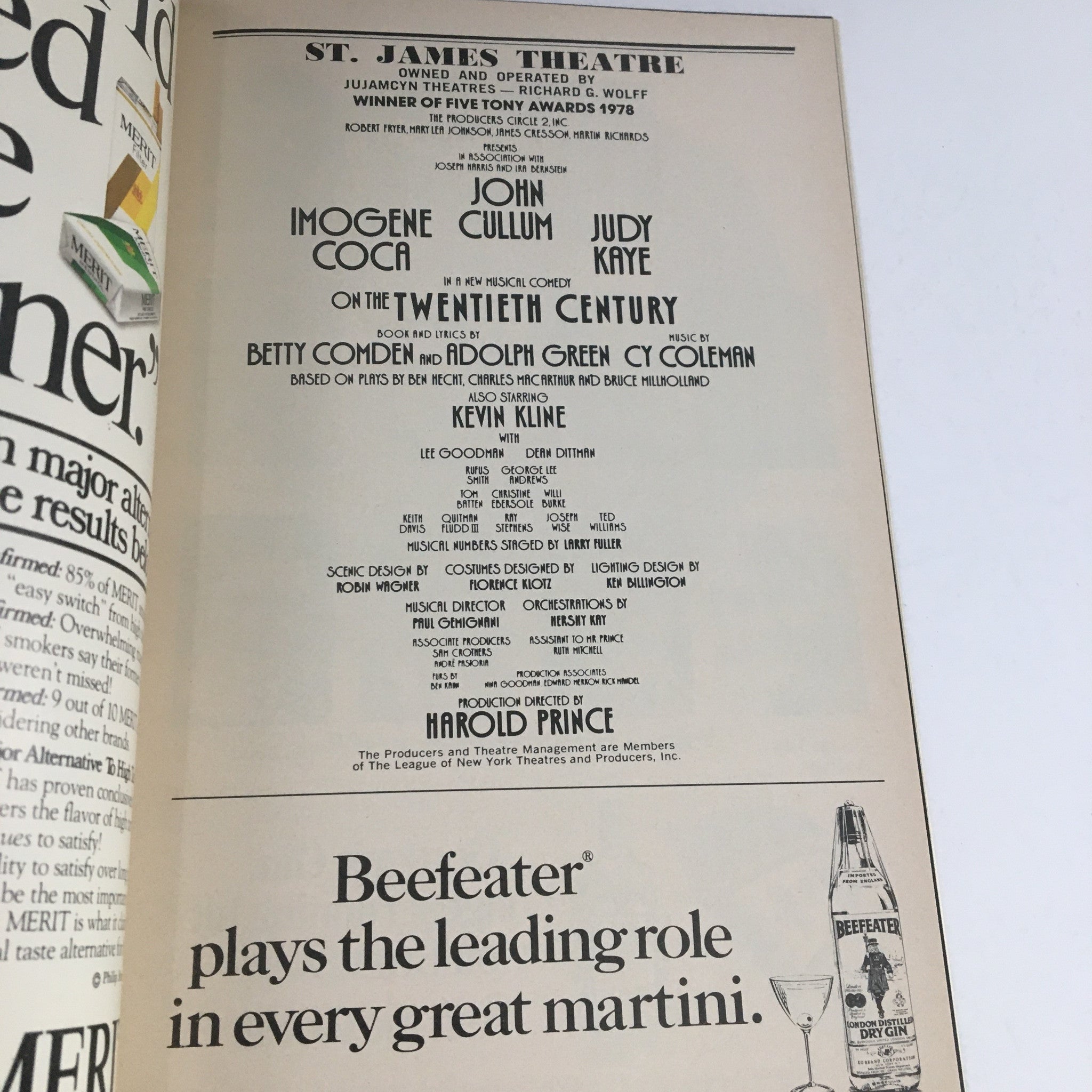 1978 Playbill St. James Theatre Presents John Cullum in On The Twentieth Century